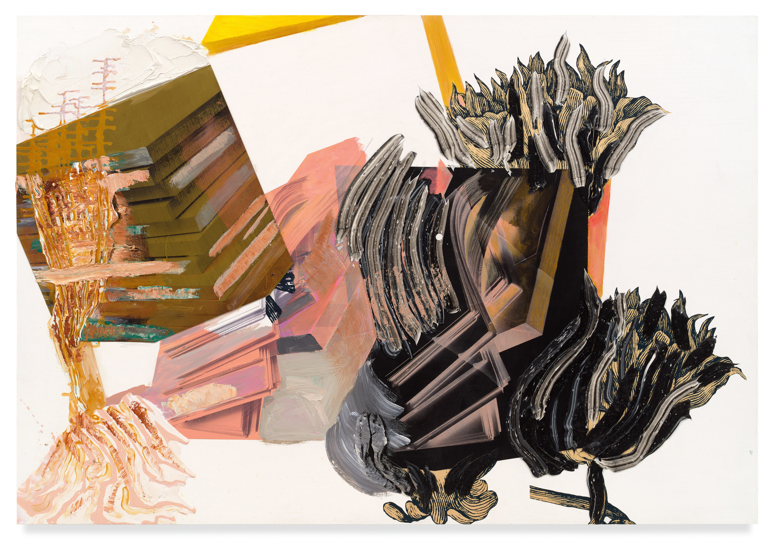 bolted plate c, 2009-2010, Oil, silkscreen, and brass on wood, 39 3/8 x 57 inches, 100 x 145 cm, MMG#35748