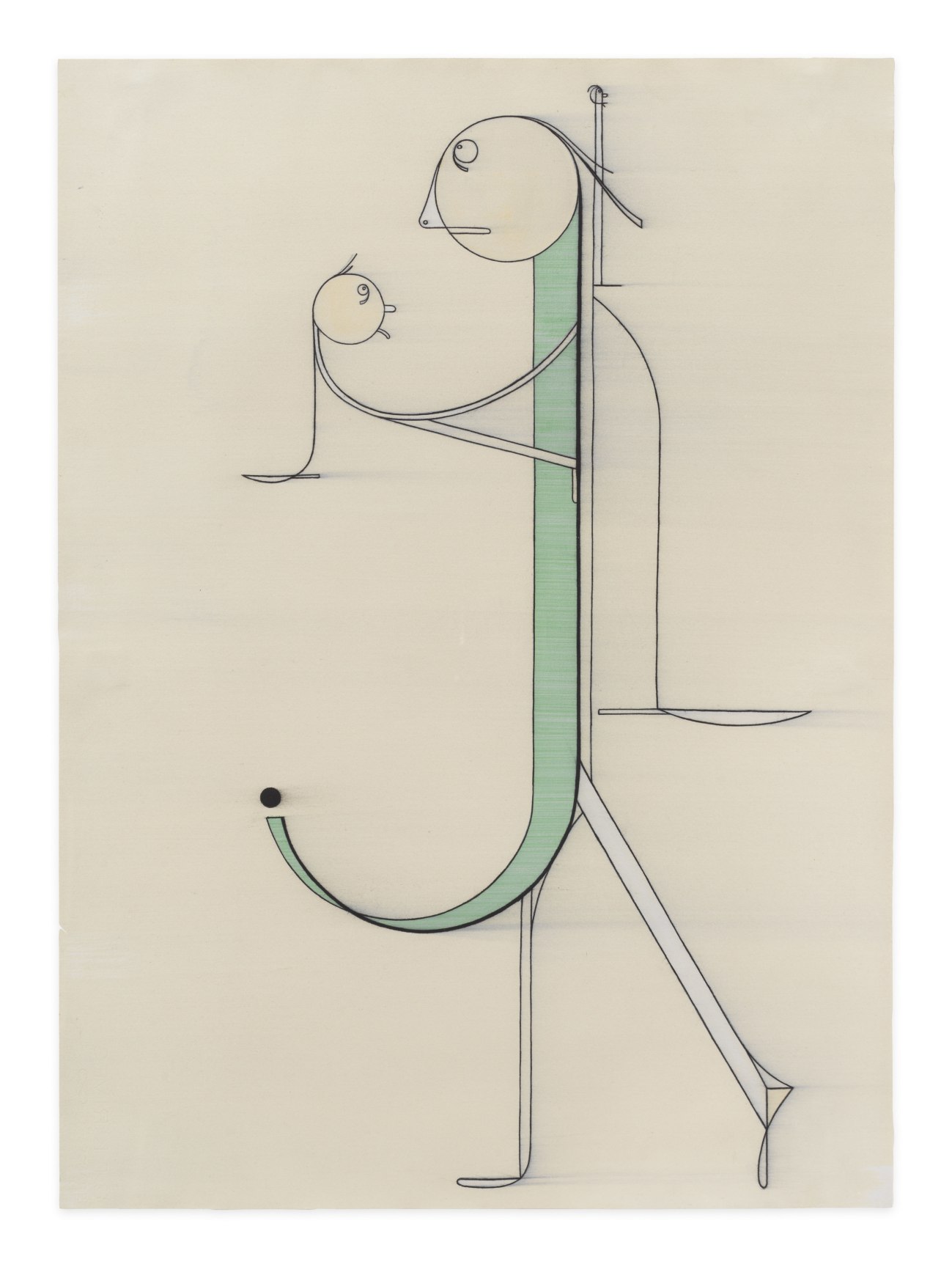 Bart Exposito, Scribes (Mint), 2022, Acrylic and charcoal on paper, 29 x 21 inches, 73.7 x 53.3 cm,&nbsp;MMG#36771