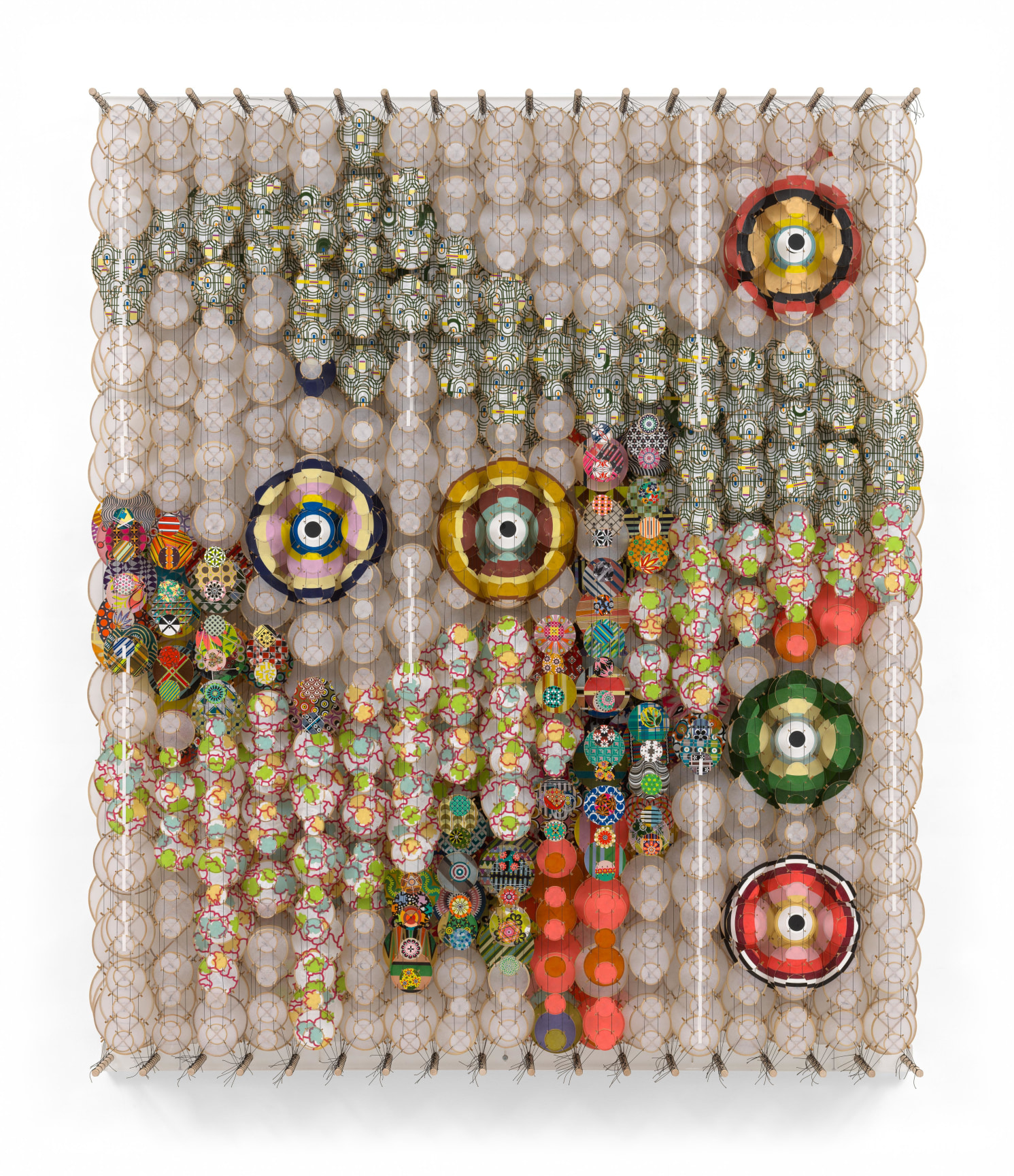 The Promise of Other Inventions (that worked better), 2025, Acrylic, paper, bamboo, wood, and Dacron,