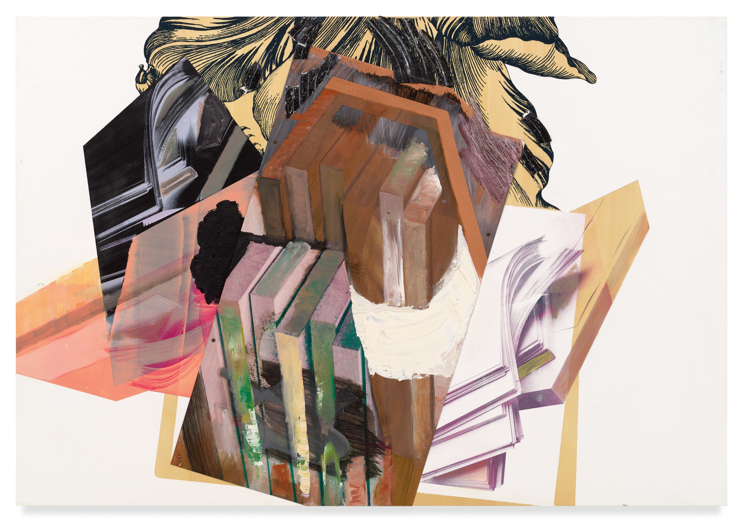 bolted plate a, 2009-2010, Oil, silkscreen and copper on wood, 39 3/8 x 57 inches, 100 x 145 cm, MMG#35747