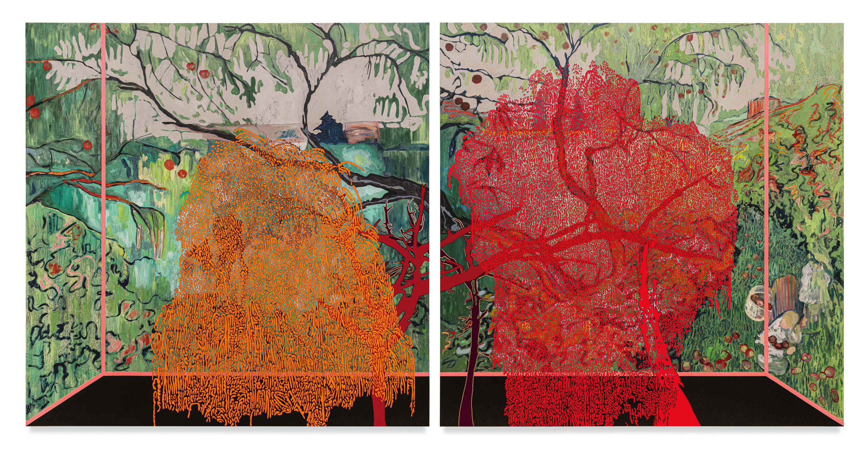 Veduta (Bonnard The Large Garden), 2023, Ink and oil on linen on panel,