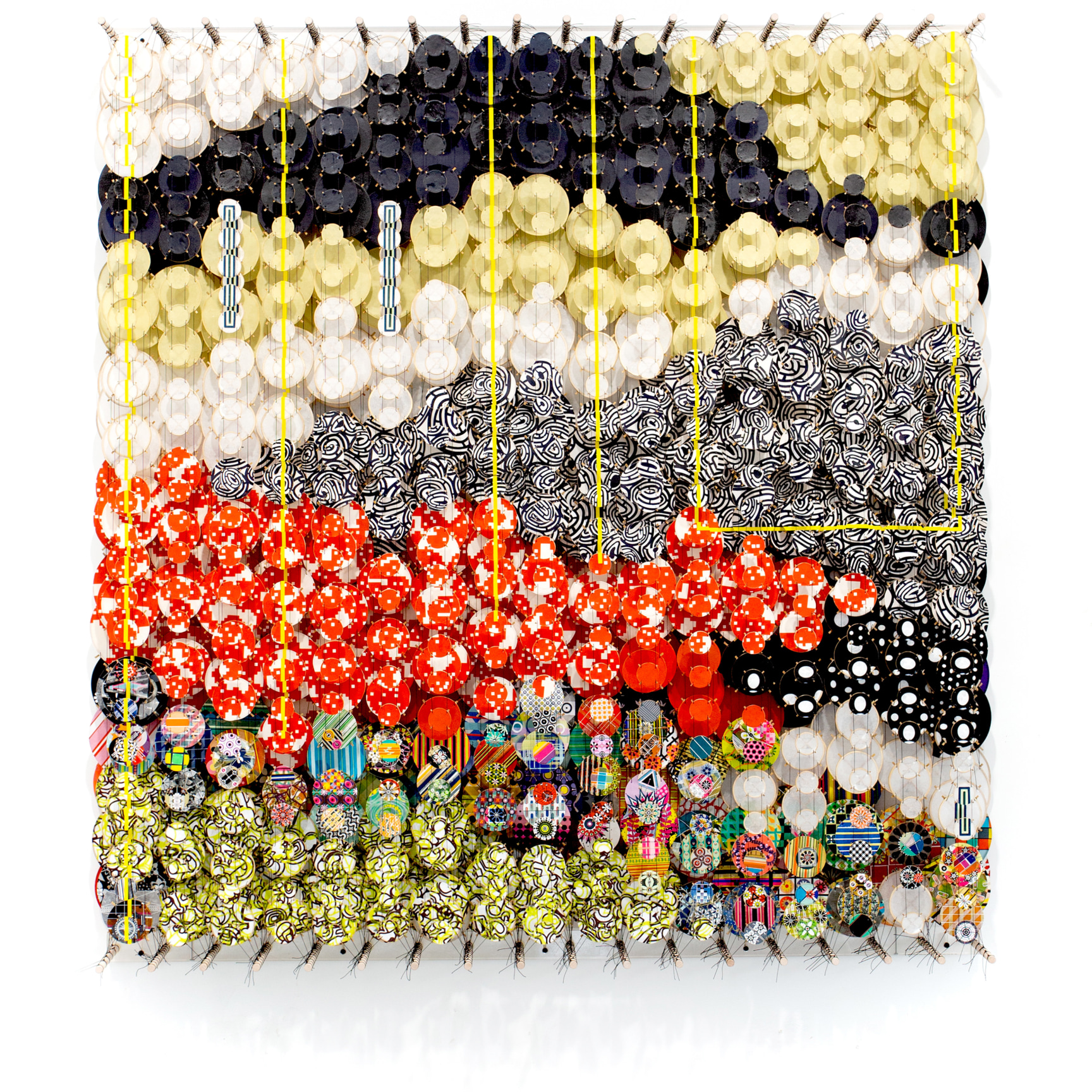 A Foreshortened Fable, 2022, Acrylic, bamboo, paper, wood, and Dacron, 66 x 60 3/4 x 8 1/4 inches, 167.6 x 154.3 x 21 cm, MMG#34963