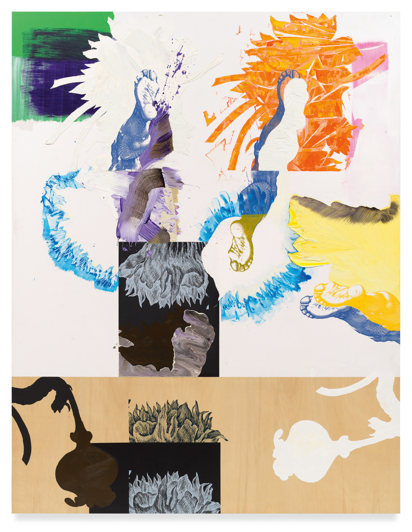 heliopedi 1, 2023, Oil and silkscreen on wood, 86 3/4 x 67 inches, 220.3 x 170.2 cm, MMG#35744