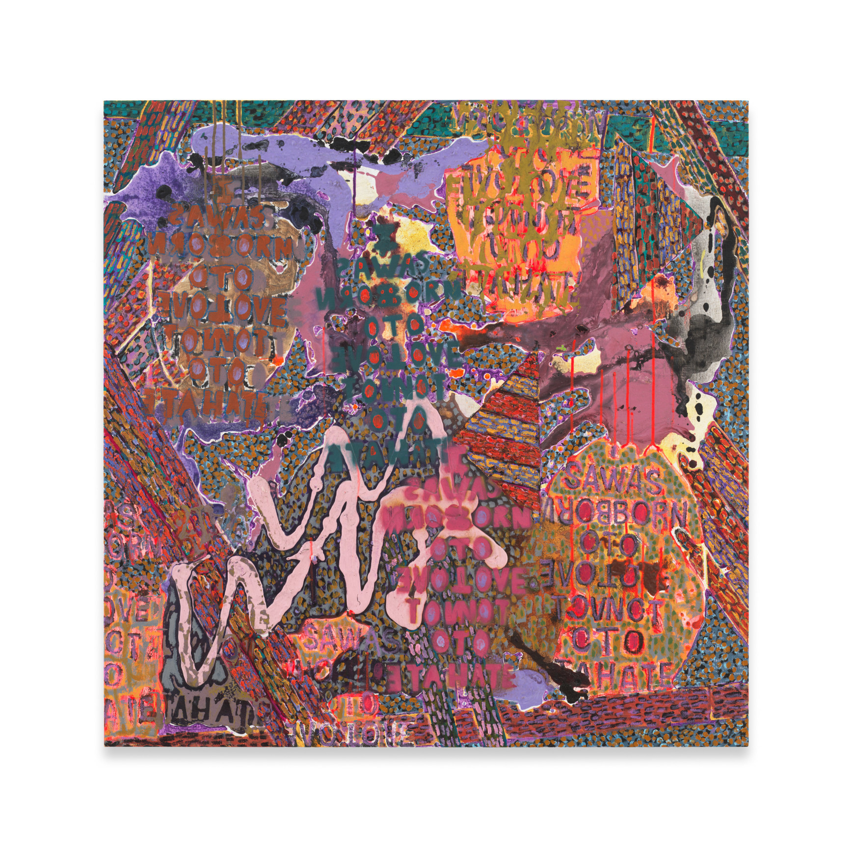 Clairsentience, 2021, Oil, acrylic, spray paint, wax on linen, 41 x 40 1/2 inches, 104.1 x 102.9 cm, MMG#34349