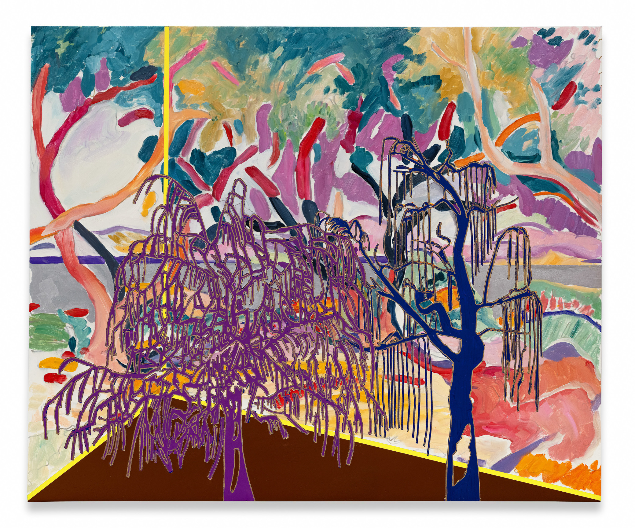 Veduta (Braque Les Oliviers), 2024, Ink and oil on linen on panel, 25 x 30 inches,, 63.5 x 76.2 x 5.1 cm, MMG#36340