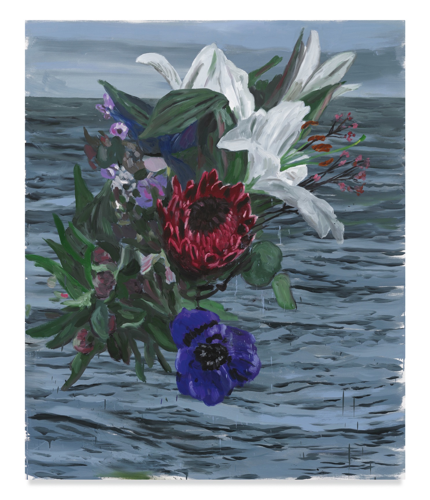 The Omen (Blue Poppy), 2023, Oil and wax on canvas,