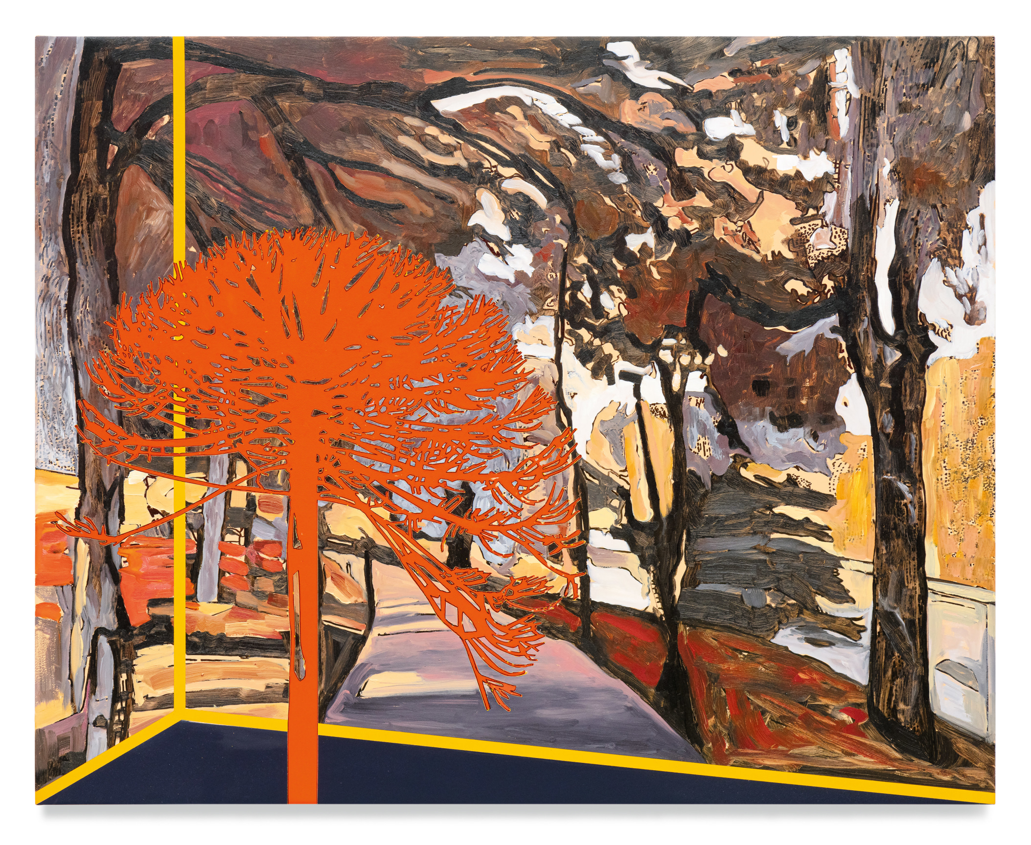 Veduta (Matisse Bois), 2021, Ink and oil on linen on hybrid panel, 32 x 40 inches, 81.3 x 101.6 cm, MMG#33266