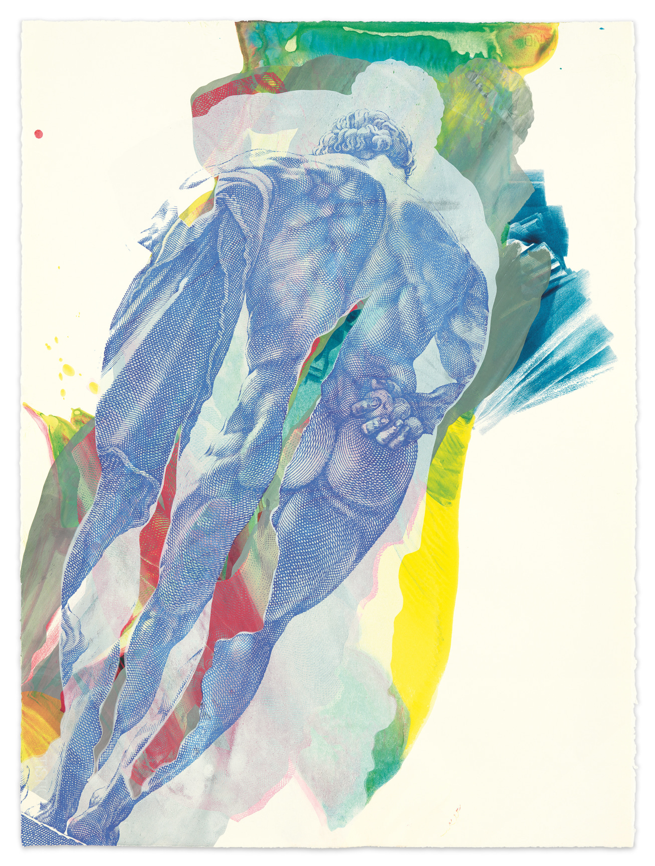 disloziert 10, 2018, Acrylic and silkscreen on handmade paper, 29 7/8 x 22 3/8 inches, 75.9 x 56.8 cm, MMG#32694