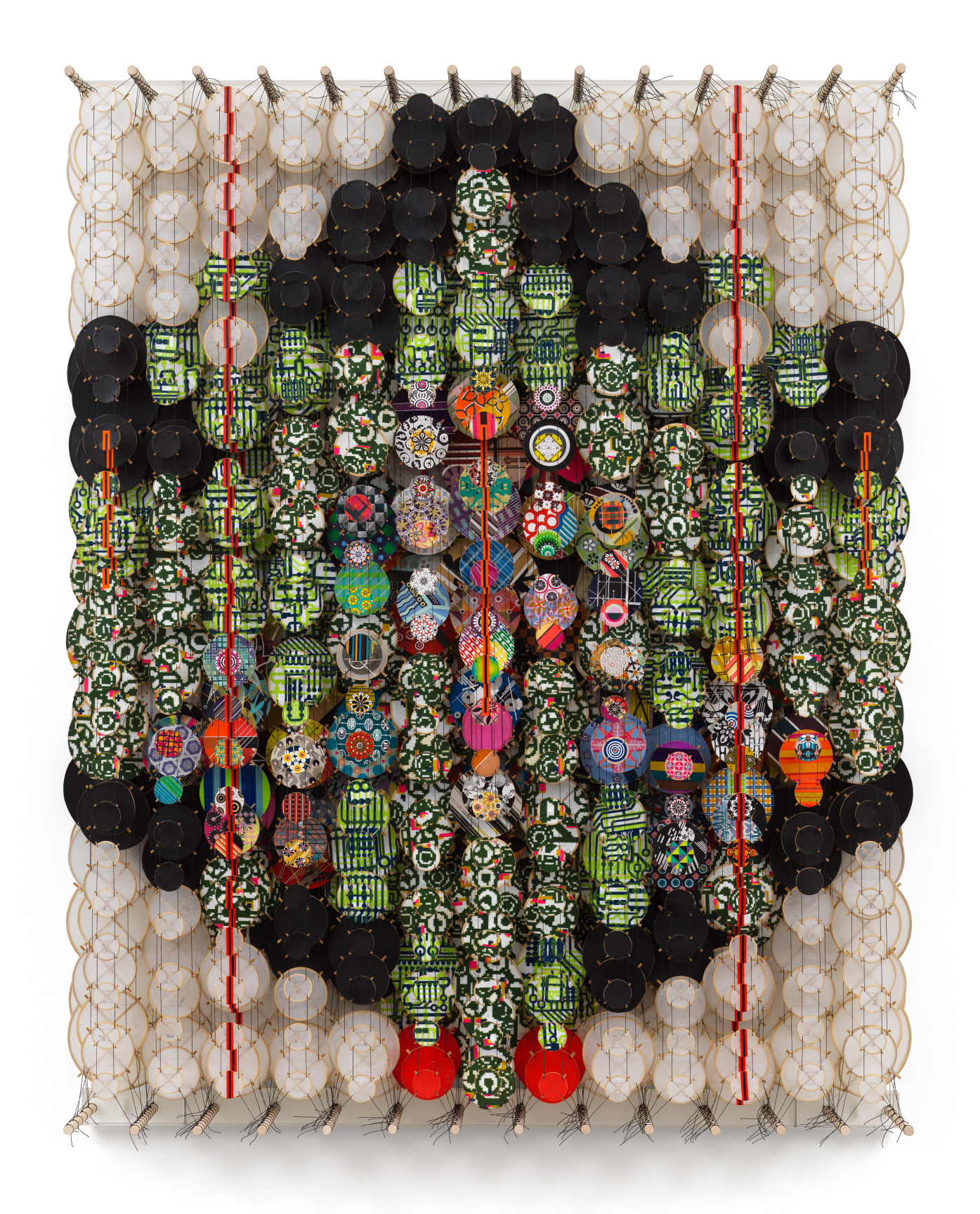 The Pathways of Compulsive Romanticism, 2023, Acrylic, bamboo, paper, wood, and Dacron,