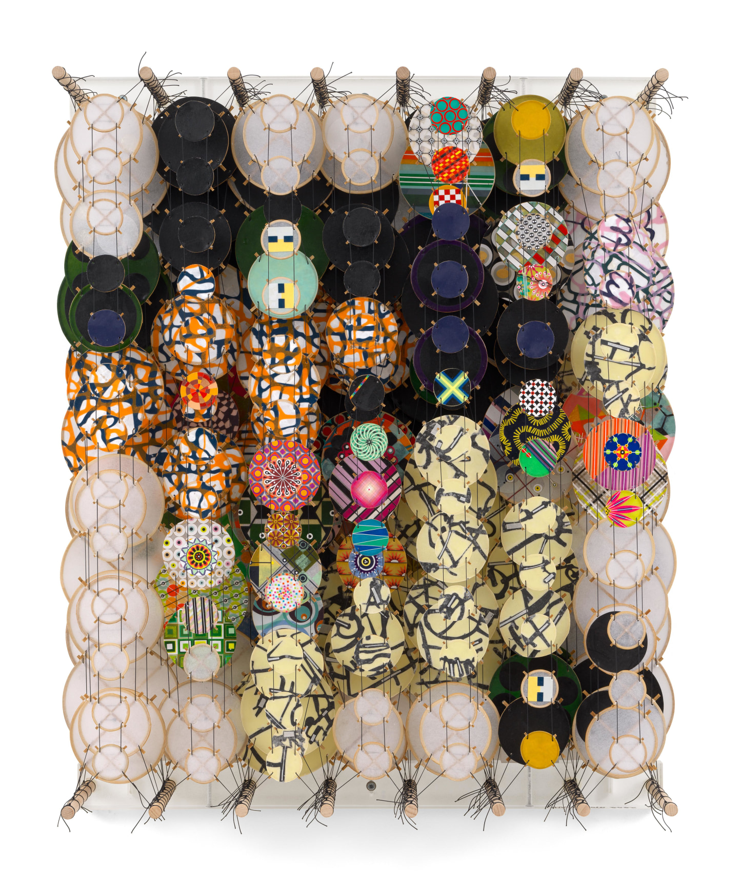 It was all possible until it wasn&rsquo;t, 2025, Acrylic, paper, bamboo, wood, and Dacron,