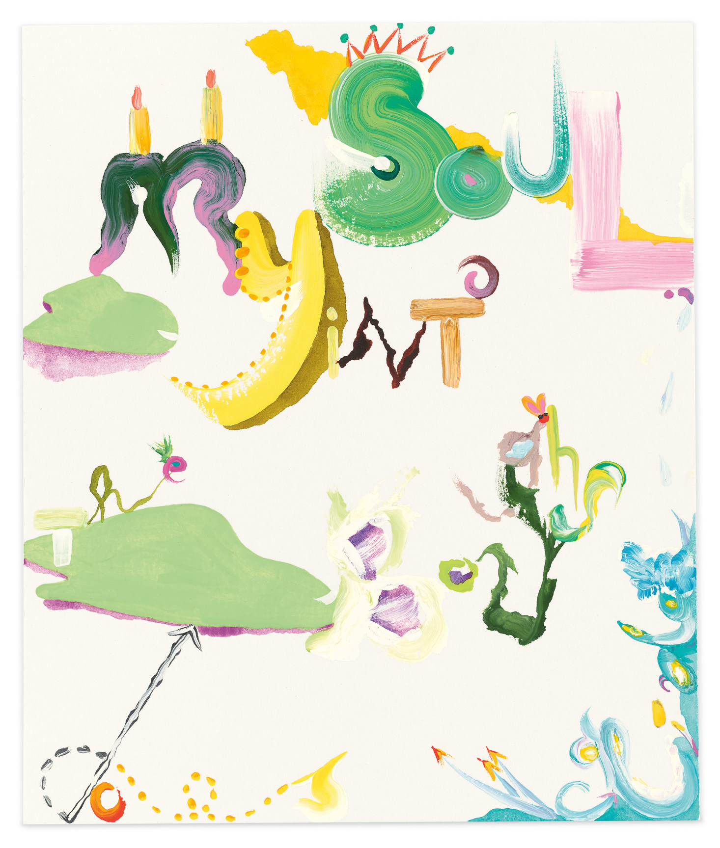 Drawing (my soul into the boughs does glide), 2021, Gouache, watercolor and acrylic on paper, 11 3/4 x 9 7/8 inches, 30 x 25 cm, MMG#34629