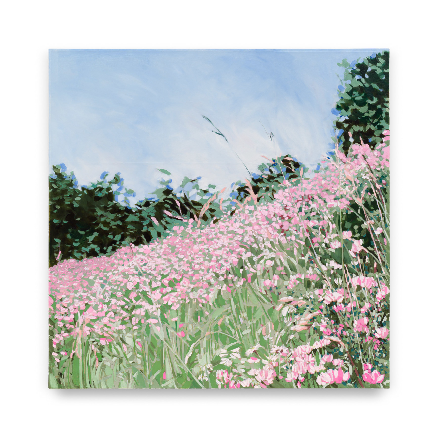 Isca Greenfield-Sanders, Pink Wildflowers, 2023, Mixed media oil on canvas,