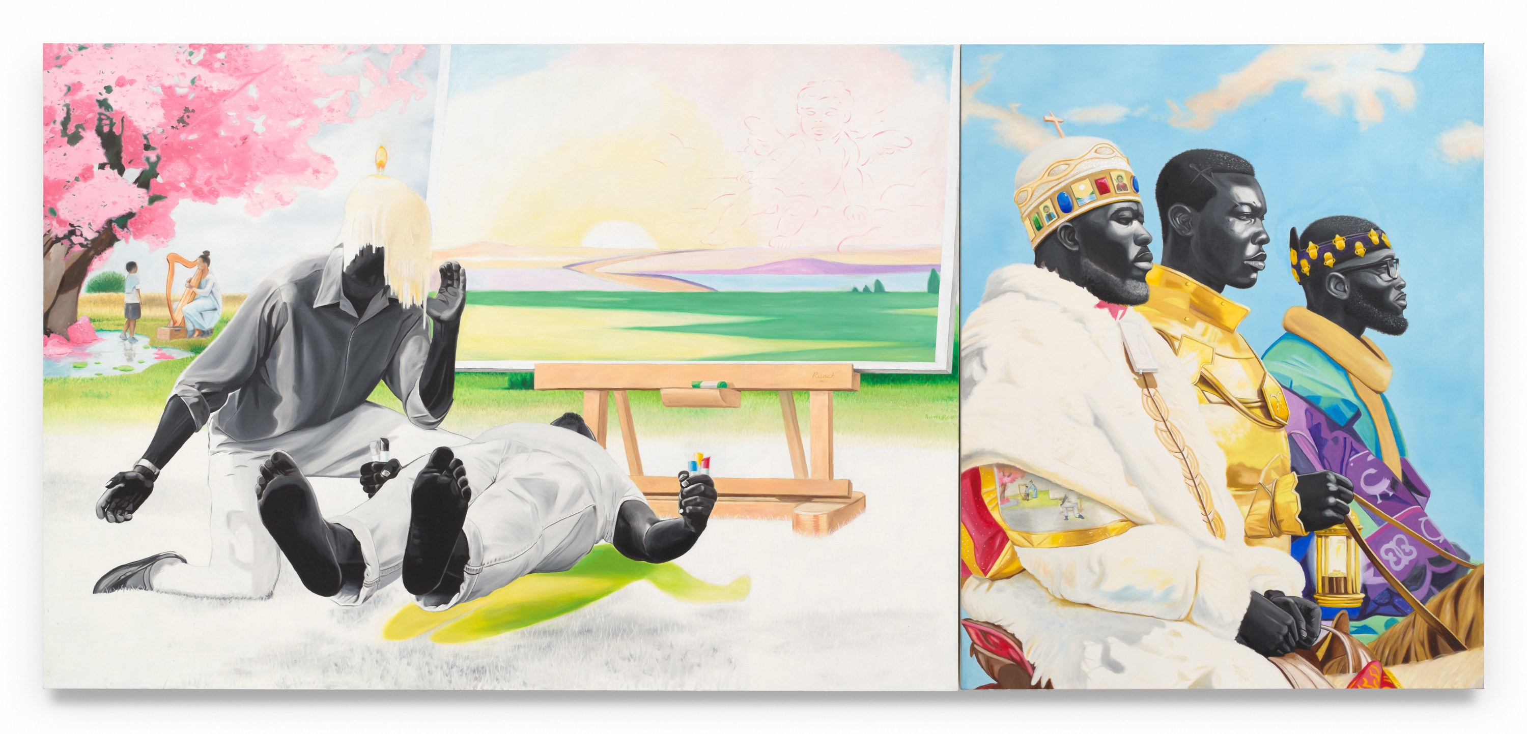 La Gloire de Rois, 2024, Oil, acrylic, and glitter on canvas, 60 x 132 inches, 152.4 x 335.3 cm, MMG#36848