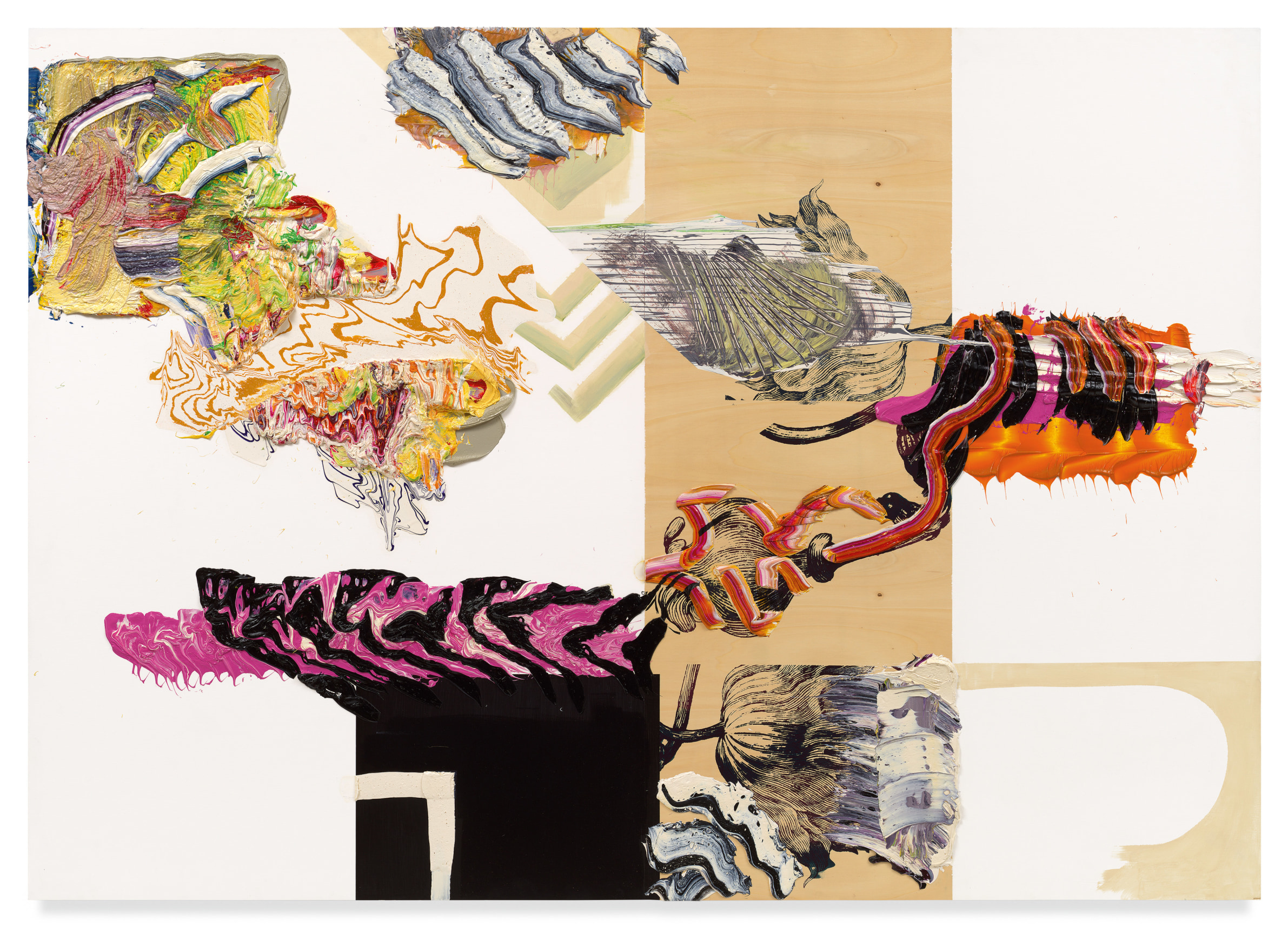 schwarze blumen sz, 2005, Oil and silkscreen on wood, 67&nbsp; x 94 1/2 inches, 170 x 240 cm,&nbsp;MMG#35685