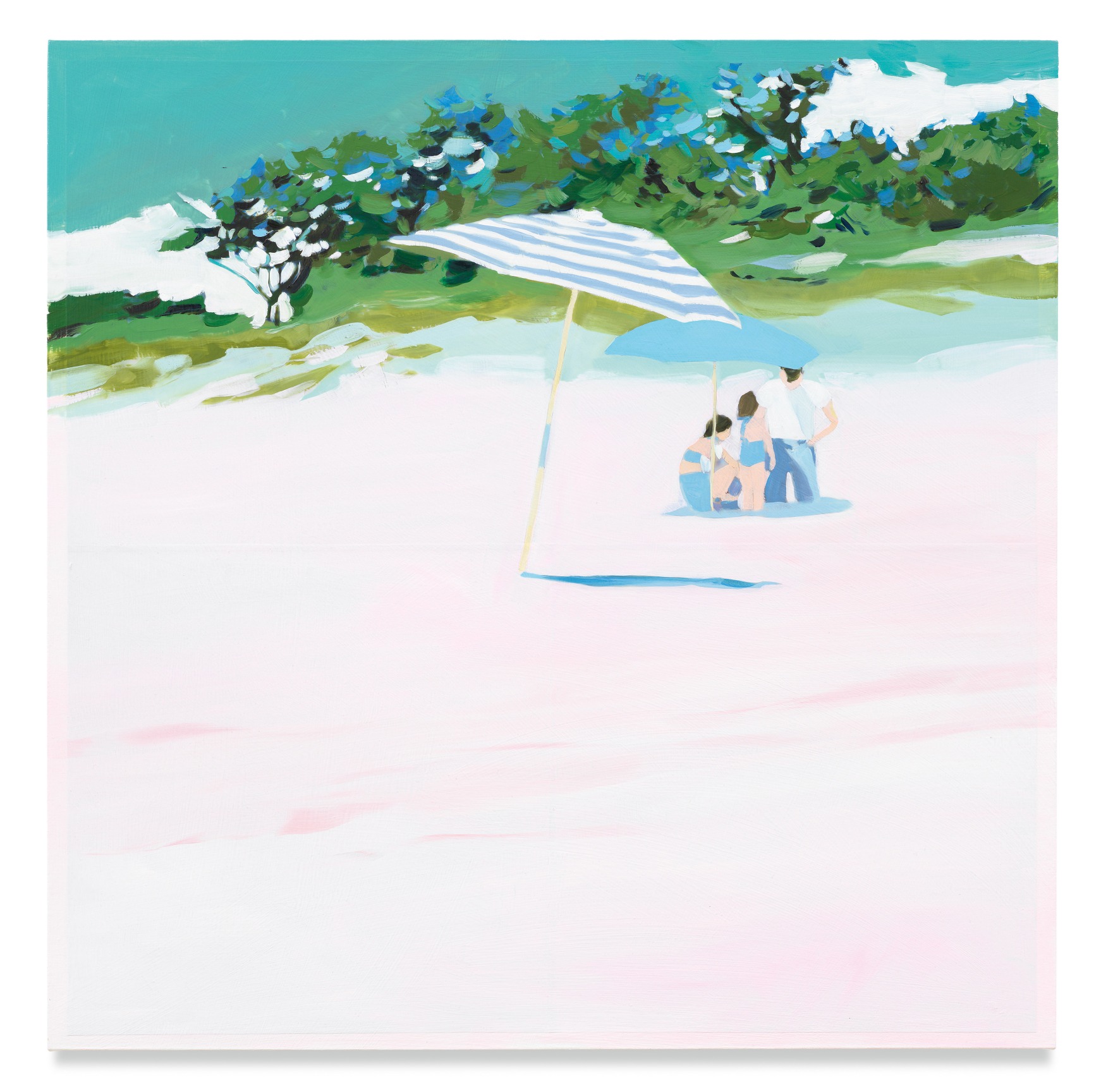 Striped Umbrella, 2019, Mixed media oil on canvas, 35 x 35 inches, 88.9 x 88.9 cm, MMG#32051