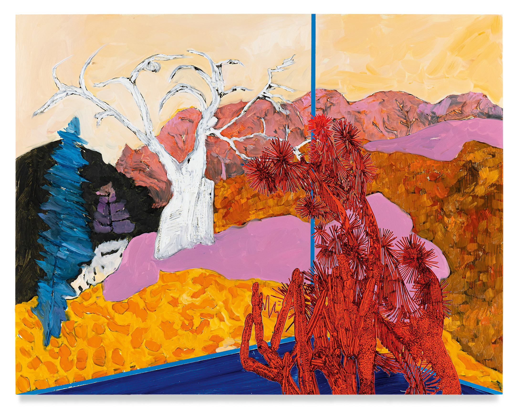 Veduta (Avery/Tree), 2020, Ink and oil on panel, 24 3/8 x 31 1/2 inches,&nbsp;61.9 x 80 cm, MMG#32382, Photo credit: Evan Bedford