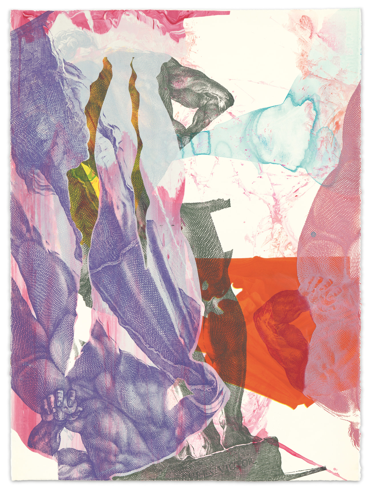 disloziert 5, 2018, Acrylic and silkscreen on handmade paper, 29 7/8 x 22 3/8 inches, 75.9 x 56.8 cm, MMG#32692