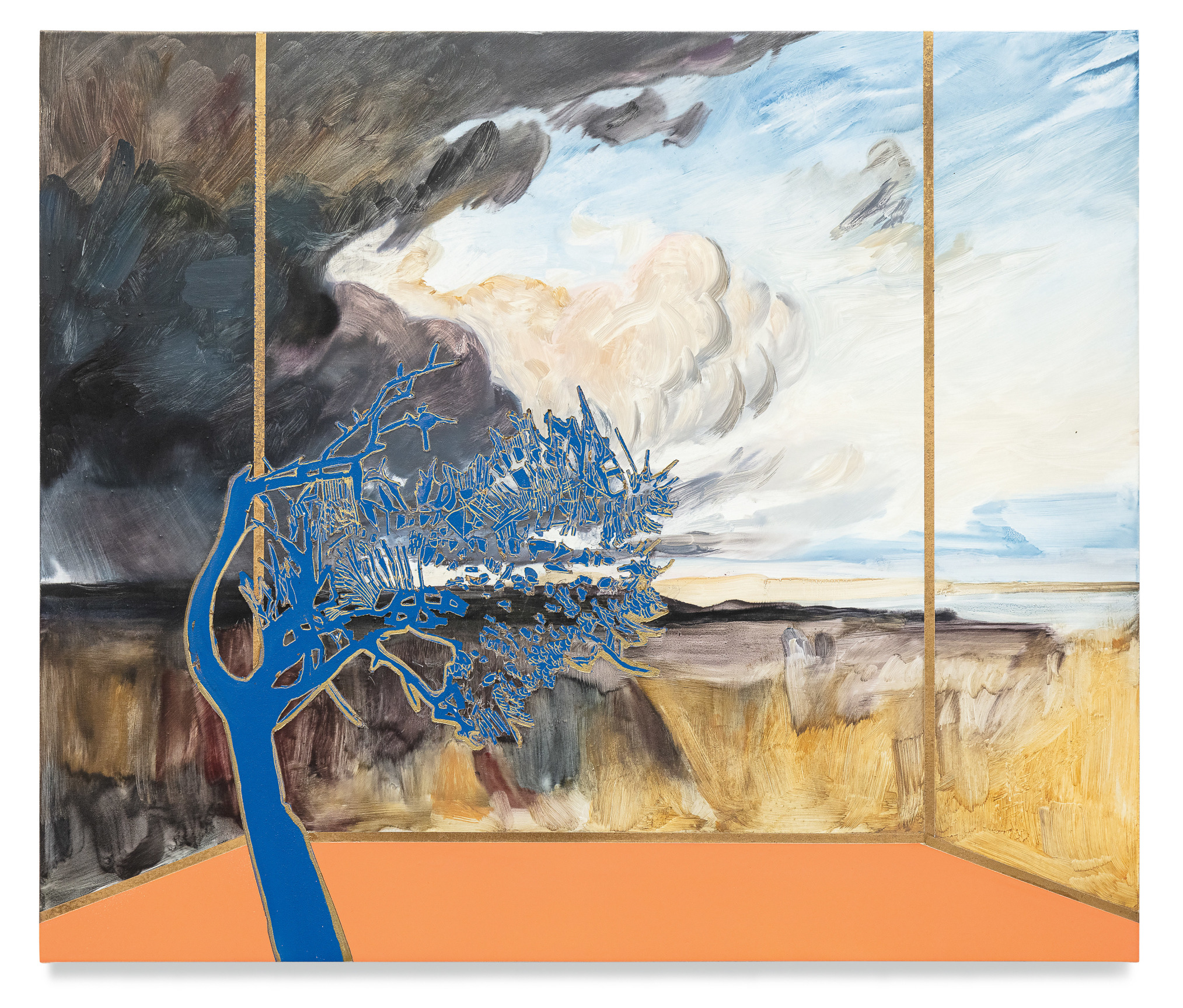 Veduta (Storm), 2021, Ink and oil on linen on hybrid panel, 22 x 26 inches, 55.9 x 66 cm, MMG#33224