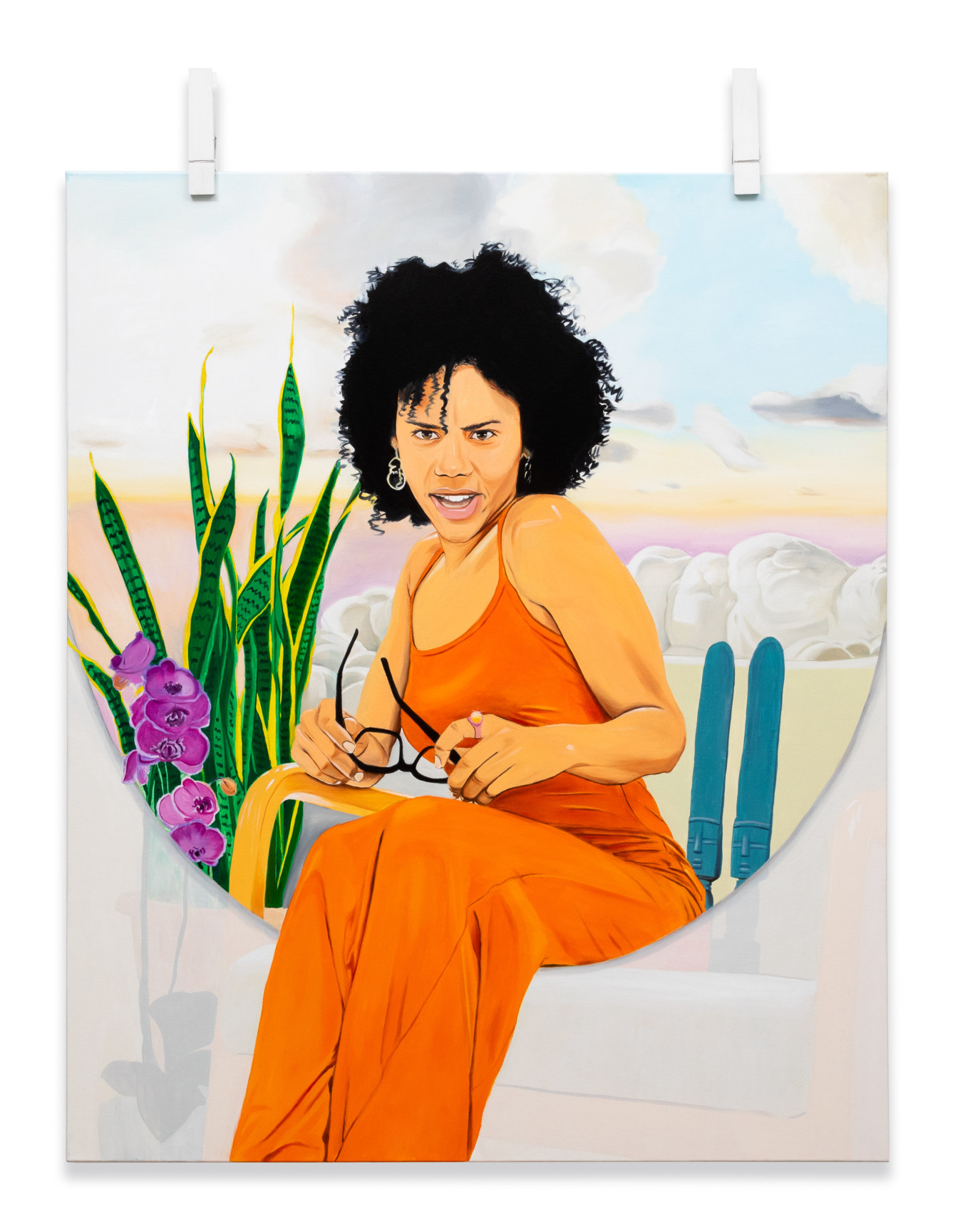 Ether Lounged, 2023, Oil, acrylic, and mounted wood on canvas,