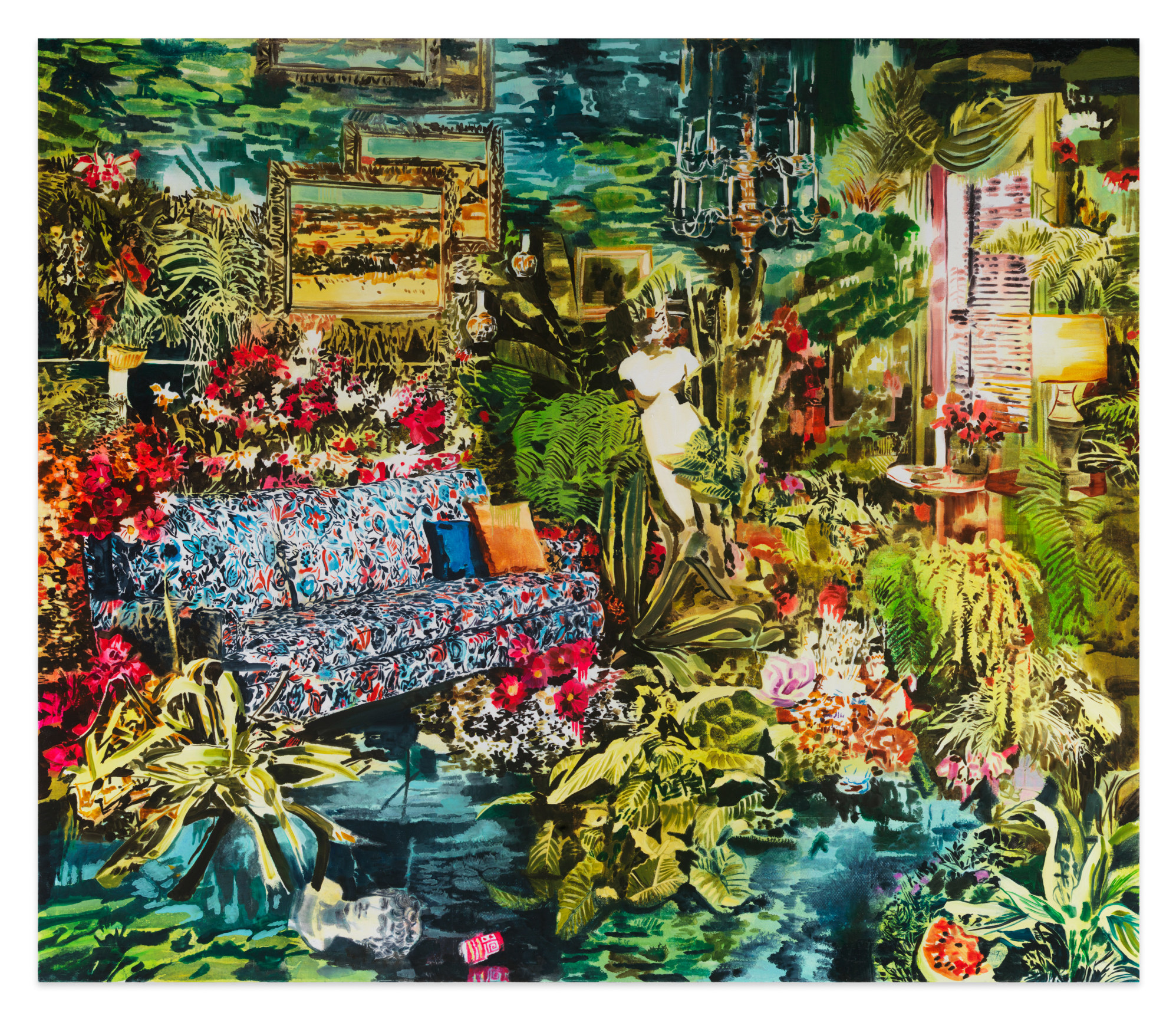 Inside the Grand Prismatic, 2023, Acrylic, photo transfer, and oil on canvas, 72 x 84 inches, 182.9 x 213.4 cm, MMG#35581