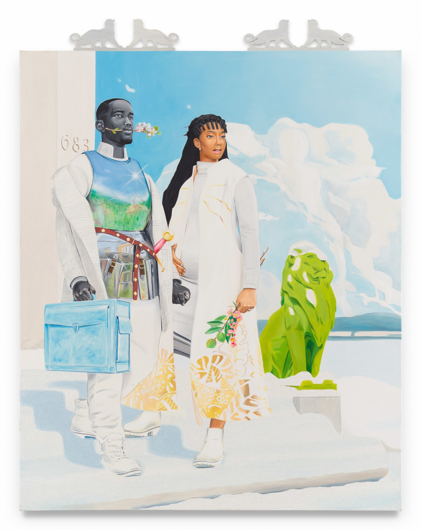 La Main de Dieu, 2024, Oil, acrylic, and glitter on canvas, 78 x 60 inches, 198.1 x 152.4 cm, MMG#36849