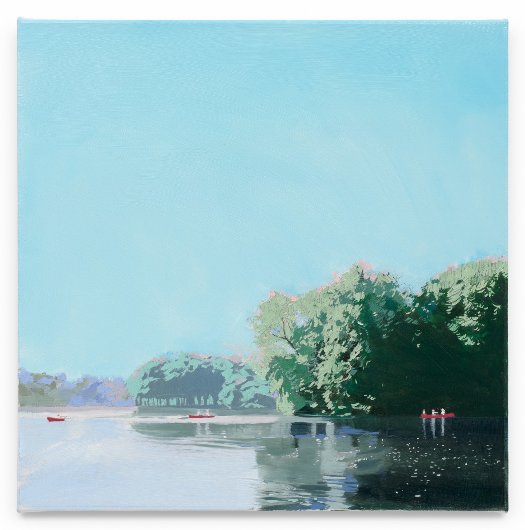 Red Canoes, 2024, Mixed media oil on canvas, 17 x 17 inches, 43.2 x 43.2 cm,&nbsp;MMG#36634