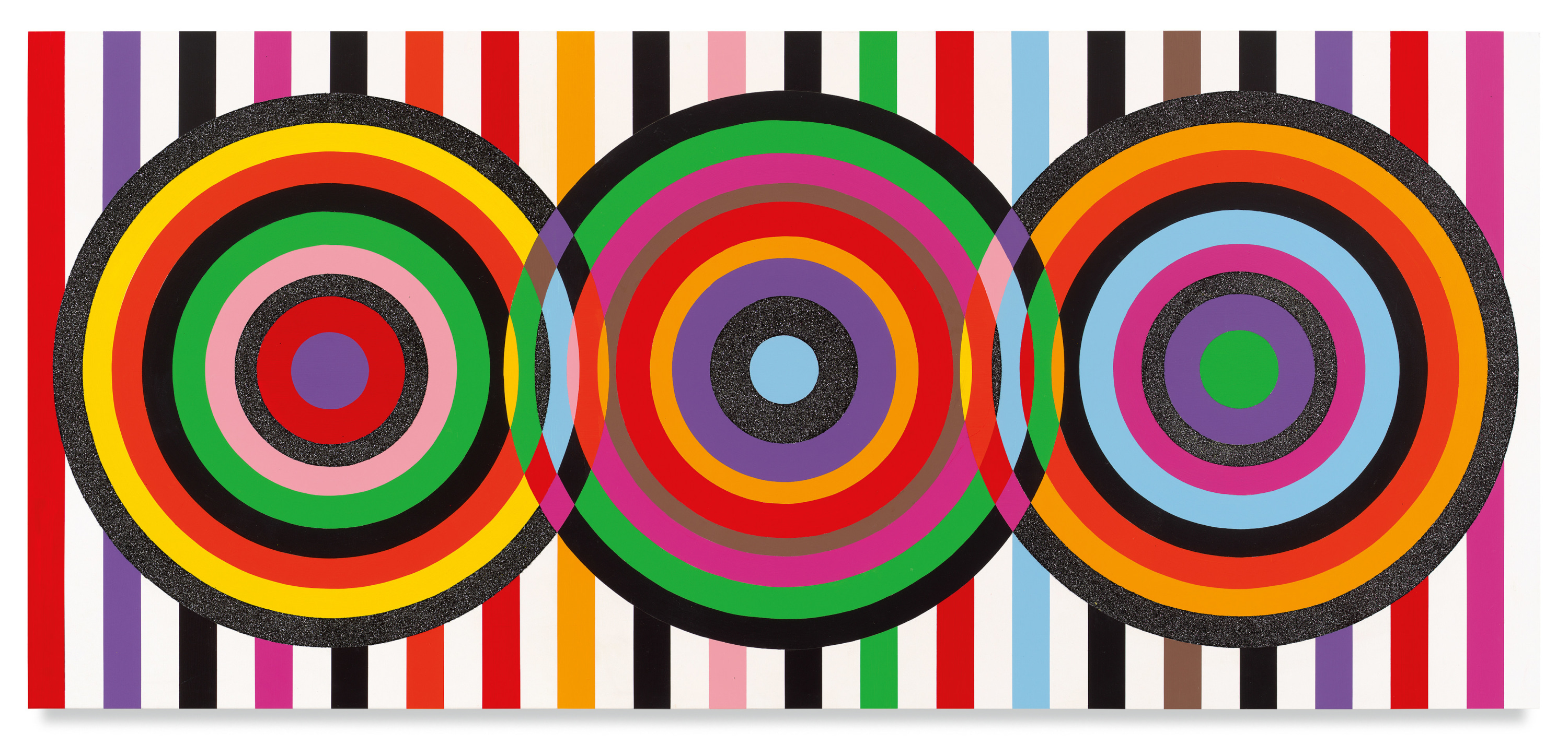 Untitled (Triple Consciousness), 2022, Acrylic paint and glitter on wood, 36 x 80 inches, 91.4 x 203.2 cm, MMG#34922