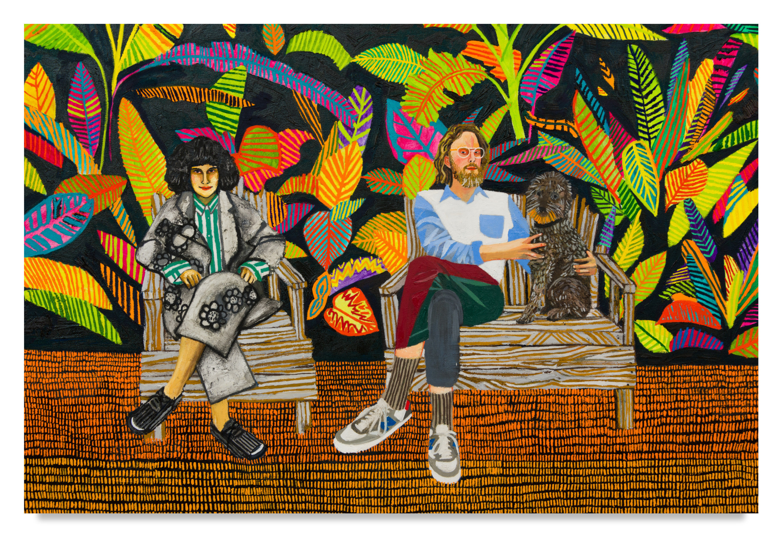 Nancy, Max, and Belvedere, 2018,&nbsp;Oil on canvas,&nbsp;60 x 84 inches,&nbsp;152.4 x 213.36 cm,&nbsp;MMG#31508