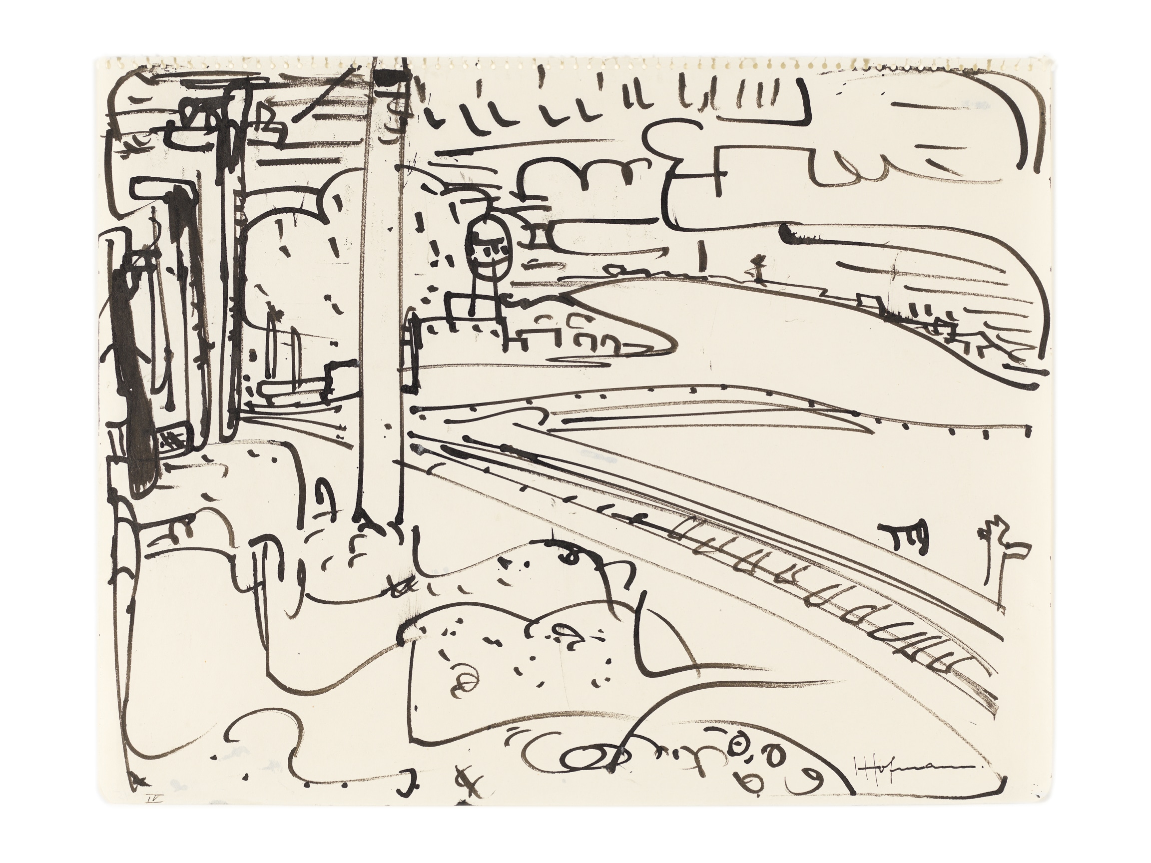 San Francisco Bay (IV), c. 1930-31, Ink on paper, 10 1/2 x 13 1/2 inches, 26.7 x 34.3 cm