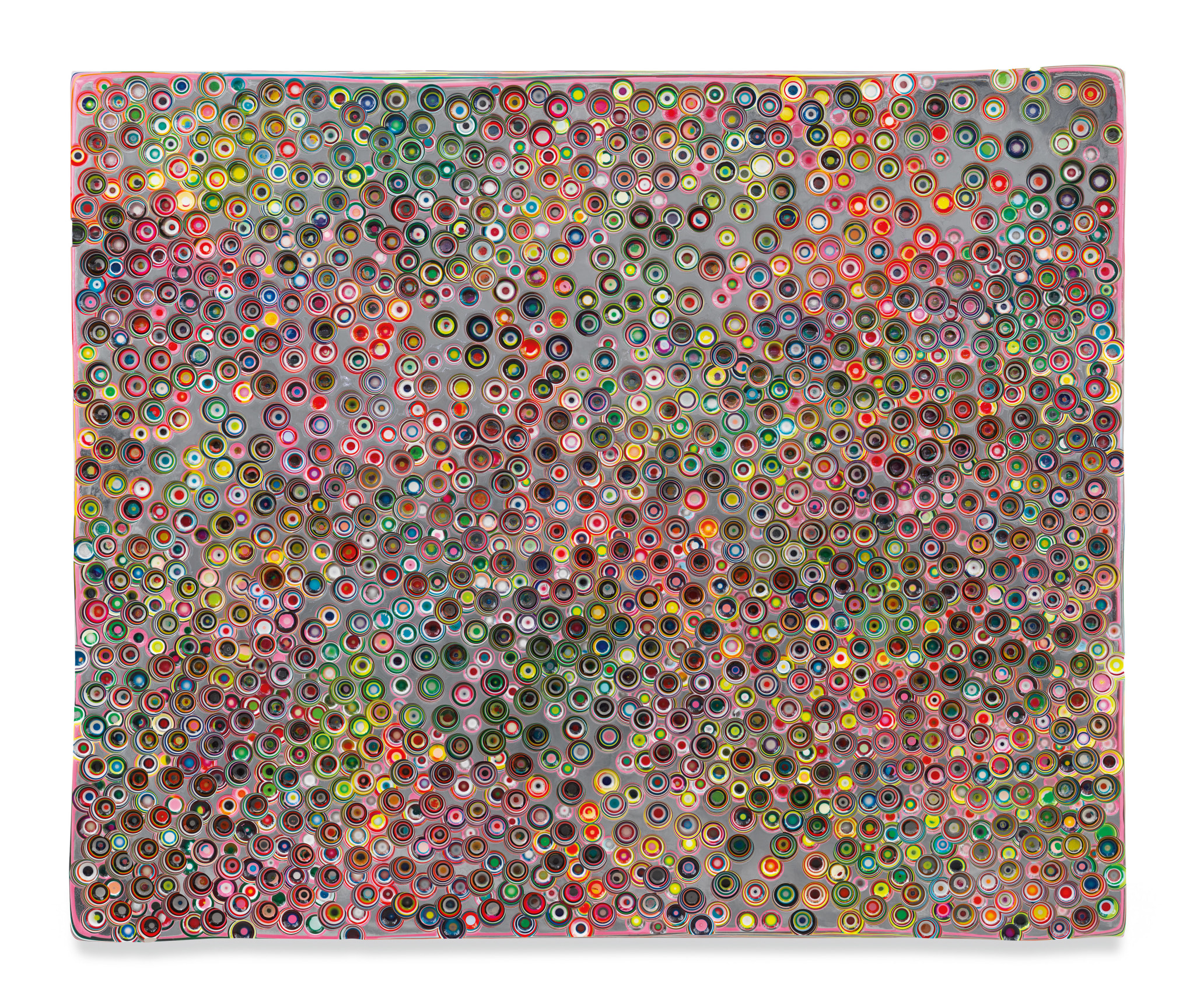 BECAUSETHISMUSTEND, 2022, Epoxy resin and pigments on wood,