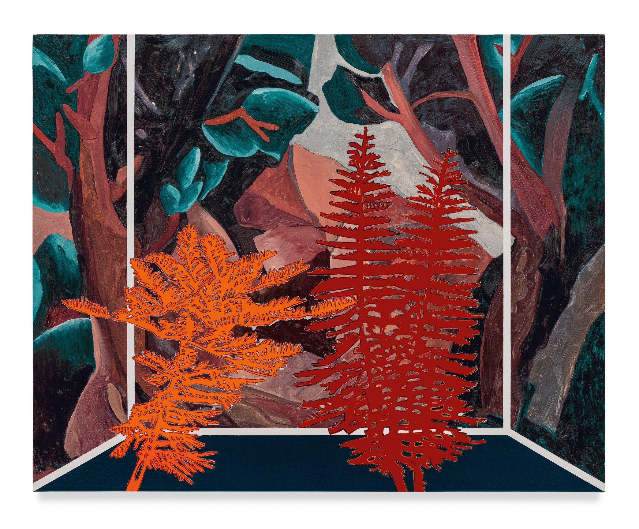 Veduta (Picasso Landscape), 2023, Ink and oil on linen on panel, 24 x 30 x 2 inches, 61 x 76.2 x 5.1 cm, MMG#35768