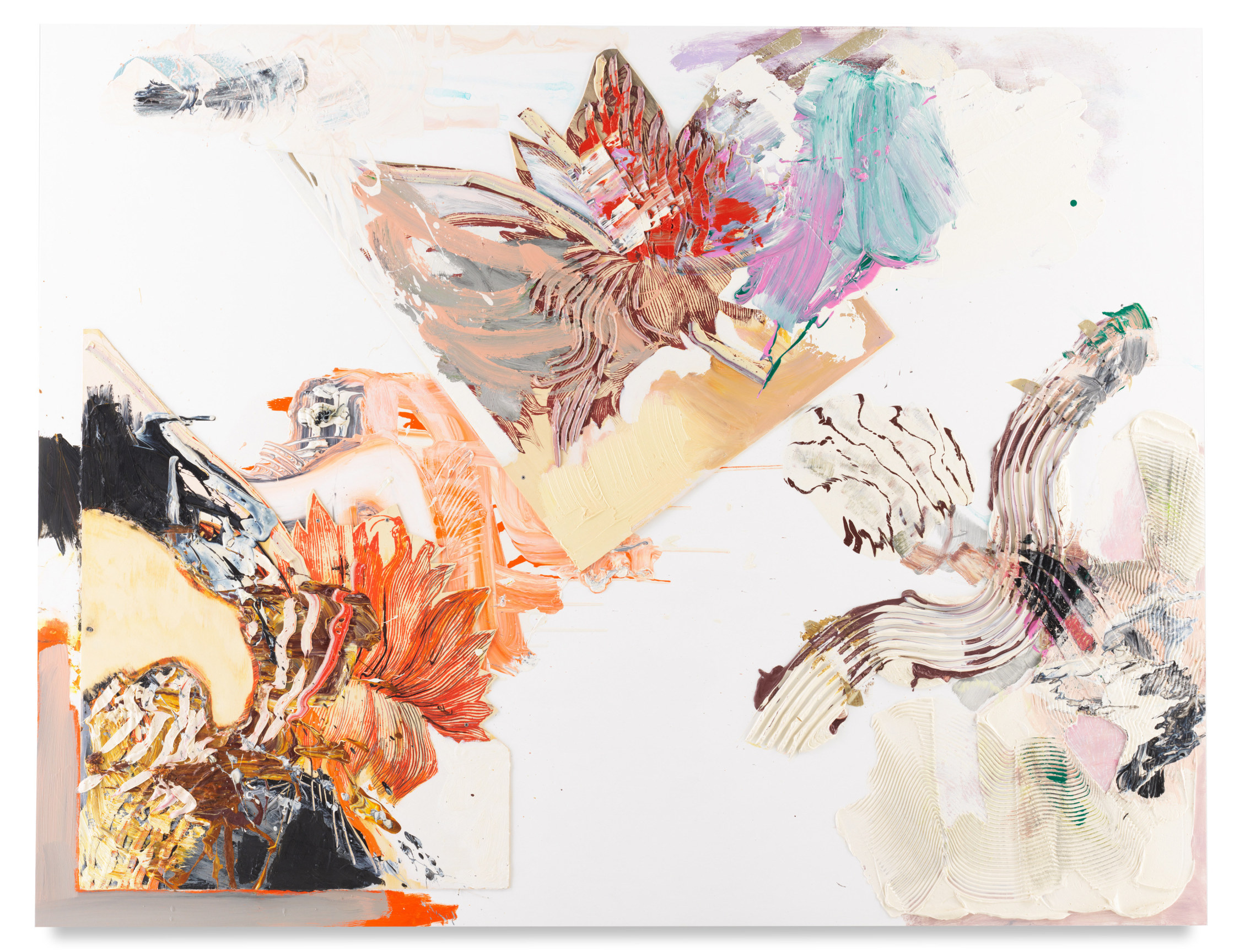 zopfblatt, 2009, Oil and silkscreen on wood, 66 7/8 x 86 5/8 inches, 170 x 220 cm, MMG#31854