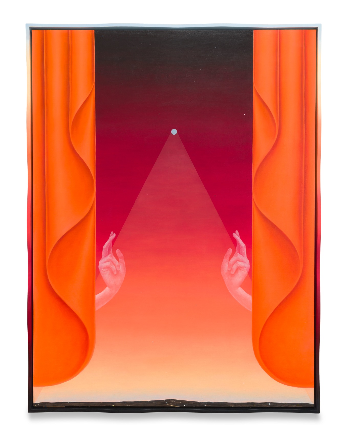 Marionettist, 2025, Oil on linen in painted wood frame, 61 1/2 x 46 1/2 x 2 inches,, 156.2 x 118.1 x 5.1 cm, MMG#37755