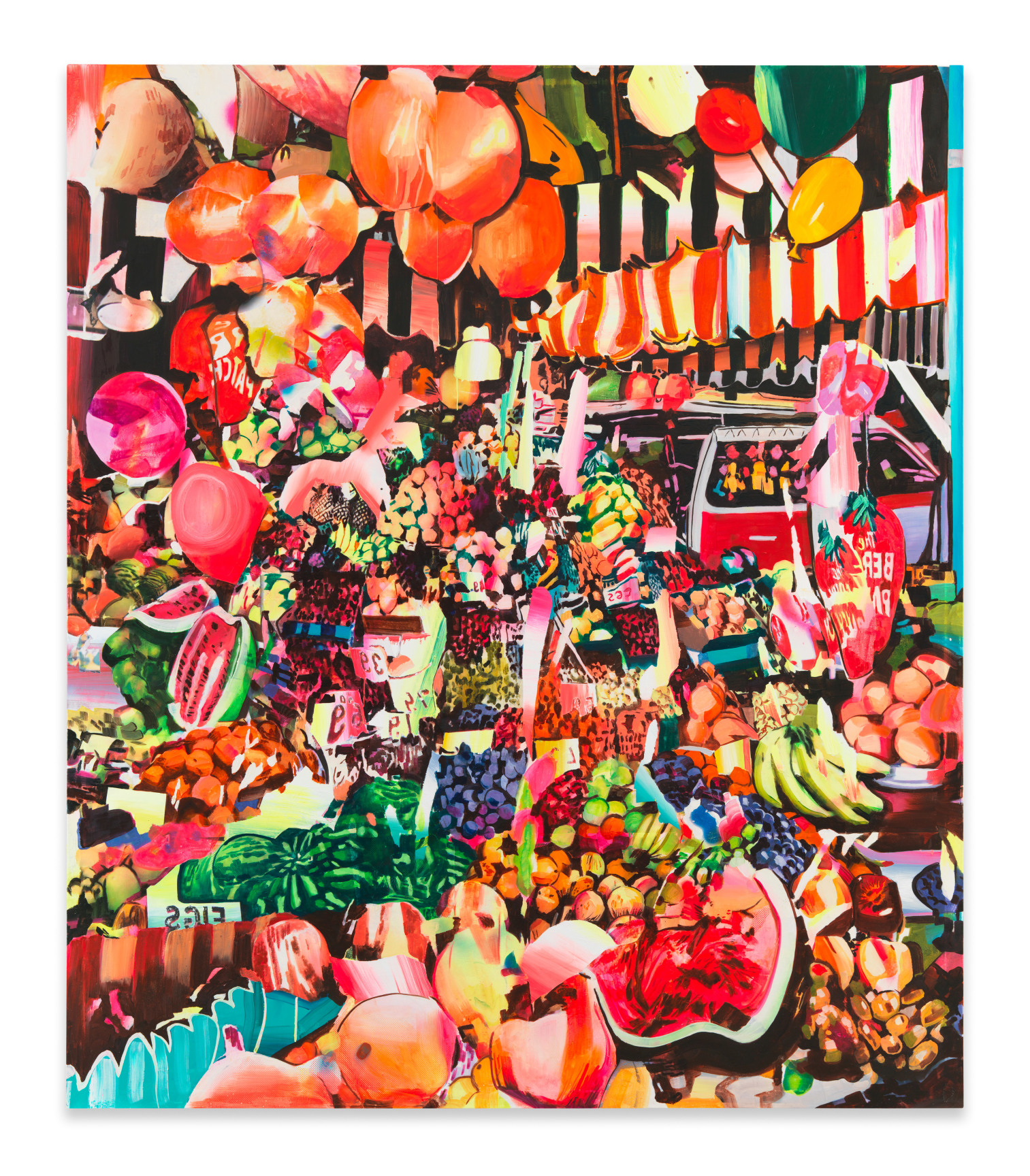 Market Volatility, 2023, Acrylic, spray paint, photo transfer, and oil on canvas, 84 x 72 inches, 213.4 x 182.9 cm, MMG#36437