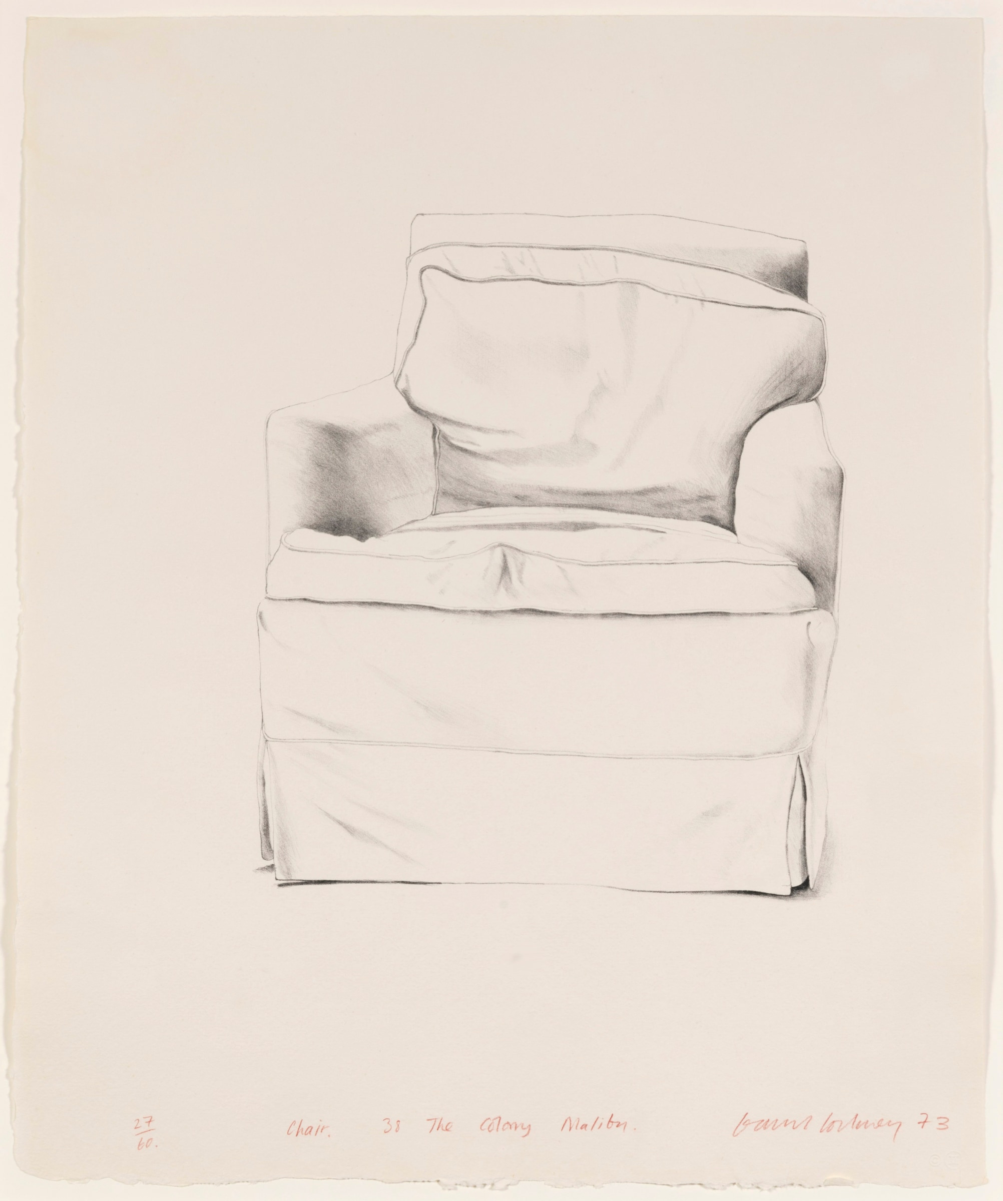 David Hockney, Chair, 38 The Colony, Malibu, 1973, Lithograph