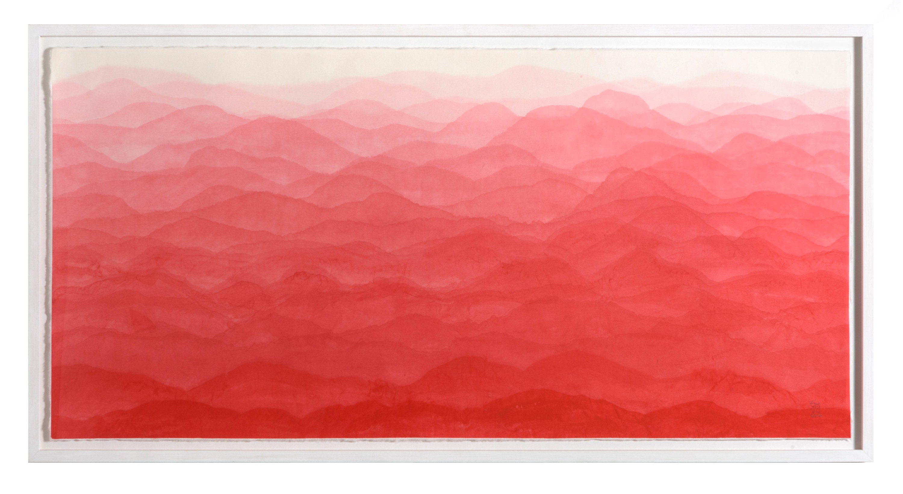 MInjung Kim, Red Mountain, Watercolor on Mulberry Hanji