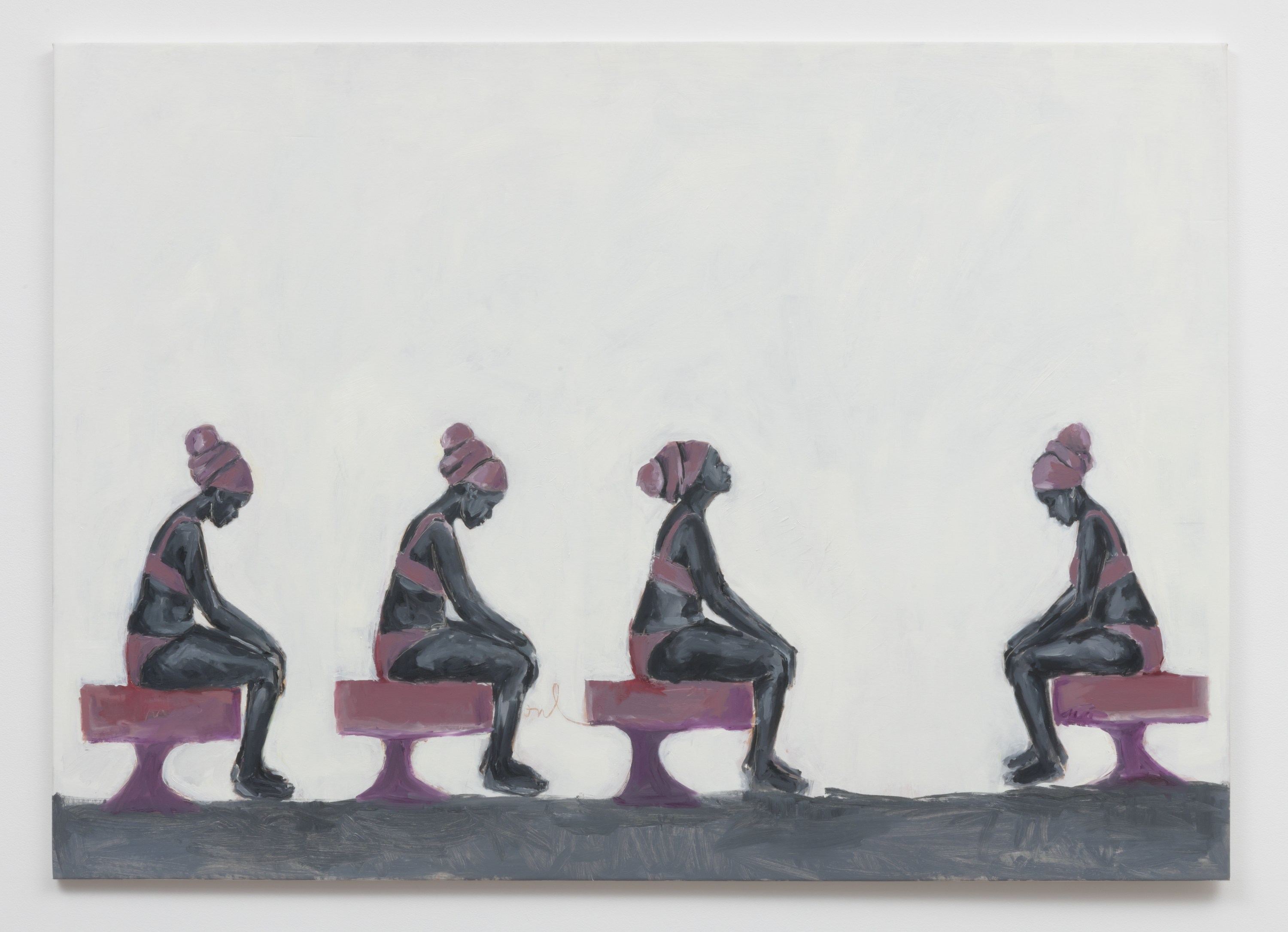 Wangari Mathenge Supplication In Alabaster, 2019 Oil on canvas 52 x 72.5 in (132.1 x 184.2 cm)
