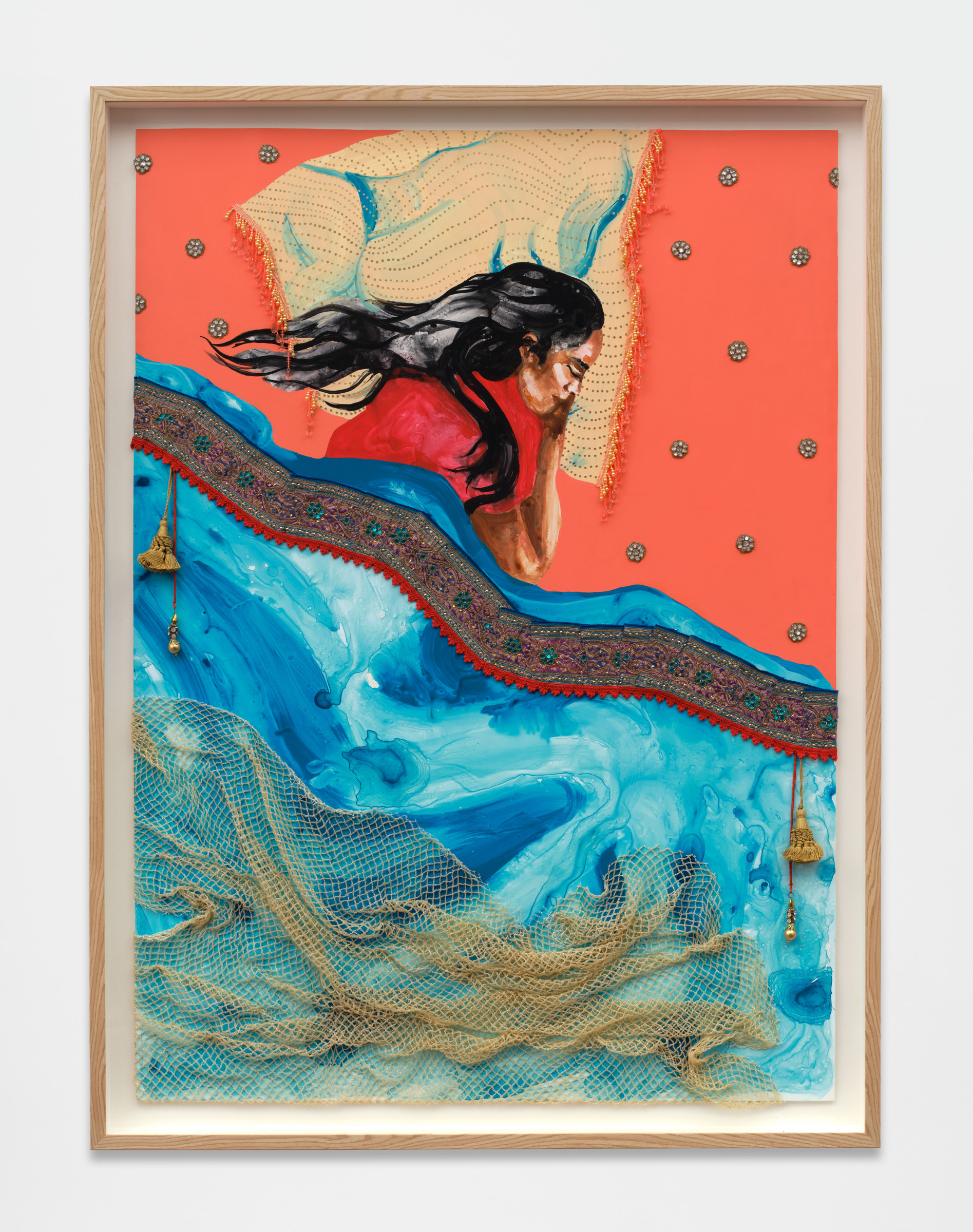 Suchitra Mattai at rest in a churning sea, 2024