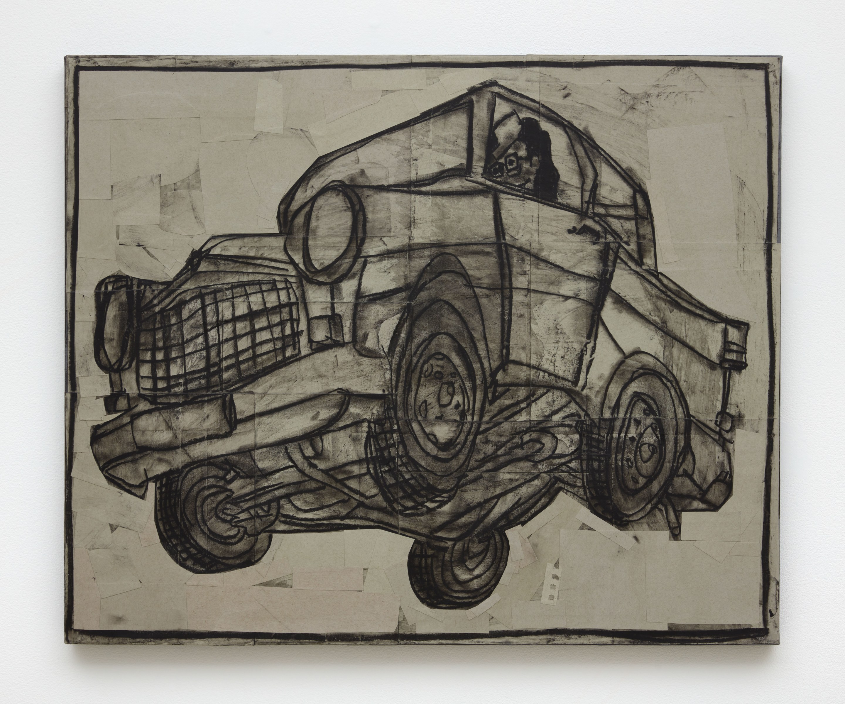 Taylor White I am the Pilot, 2022 Charcoal on paper collage mounted to canvas 28 x 34 x 1.25 in (71.1 x 86.4 x 3.2 cm)