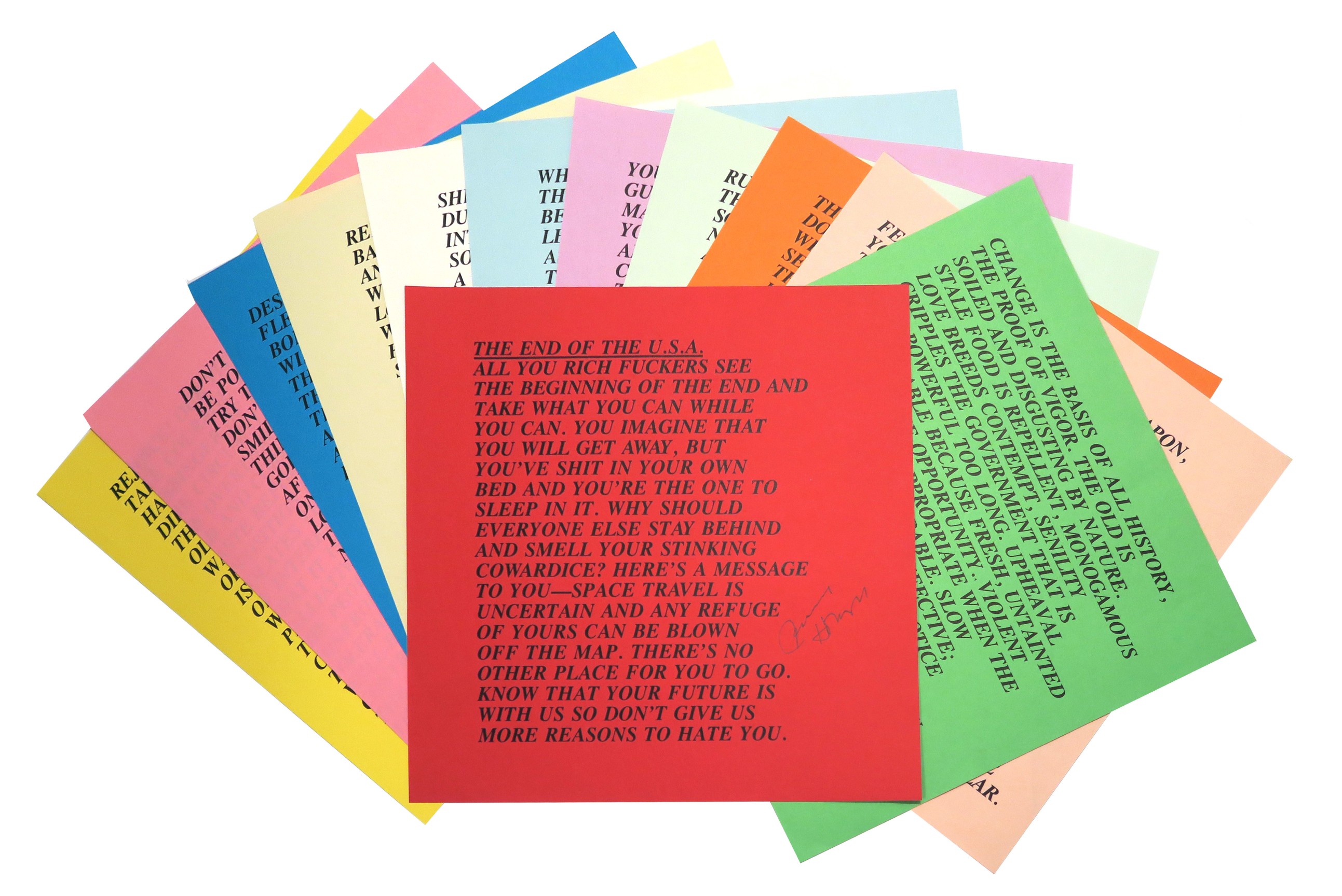 Jenny Holzer, Inflammatory Essays, suite of 12,  10 x 10 sheets, Alternate Projects
