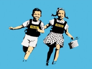 BANKSY Jack and Jill (AKA Police Kids) Four-Color Hand-Pulled Screenprint on Archival Paper 2005
