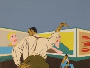 Robert Gwathmey, 1903 - 1988, The Hitchhiker, 1937, Screenprint in Colors, H 16.75" x W 13", Signed