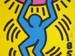 Keith Haring, 1958 - 1990, International Youth Year, 1985, Lithograph, H 11" x W 8.5", Signed