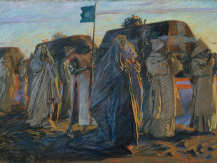 Edwin Austin Abbey, Dirge of the Three Queens, 1895, Pastel on Paper, Signed and Dated