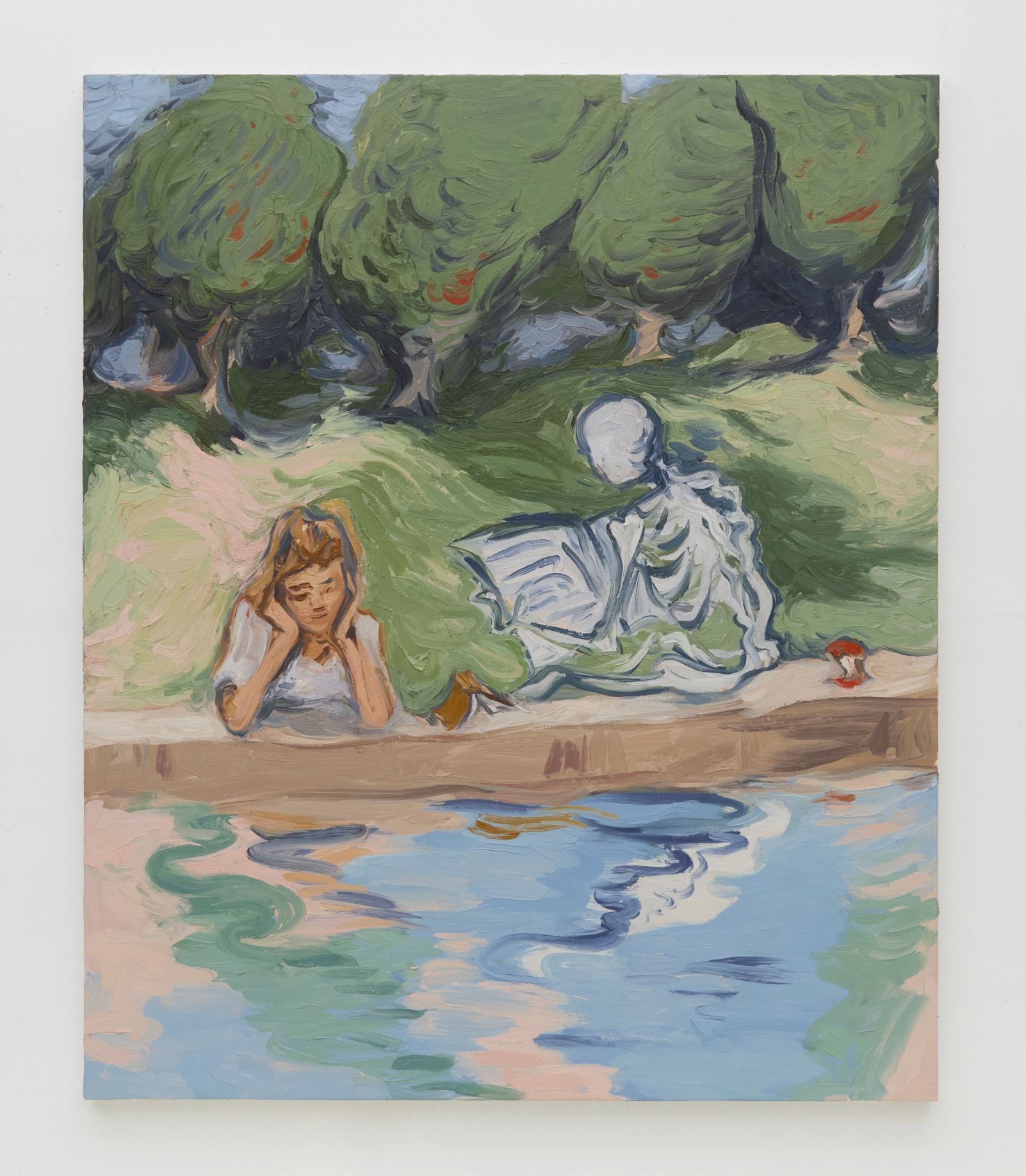 Jane Corrigan, Fountain, 2025, oil on canvas, 54 x 45 in, courtesy of the artist and Sea View, Los Angeles