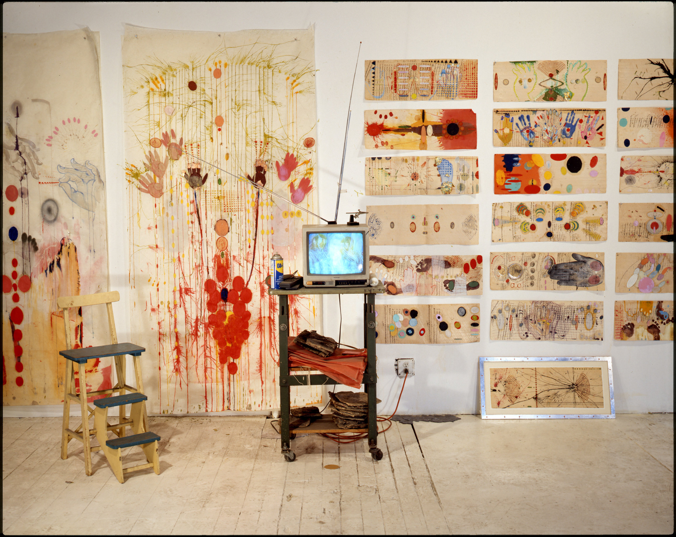 Judy Pfaff&#039;s studio in Williamsburg, Brooklyn, c. 1994. Photo by Rob van Erve.