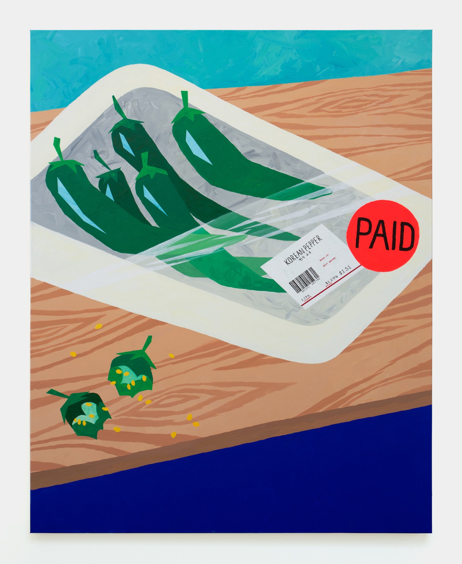 Wendy Park, Paid Peppers, 2023. Acrylic on canvas, 60 x 48 inches. Courtesy of the Artist and Various Small Fires, Los Angeles / Dallas / Seoul