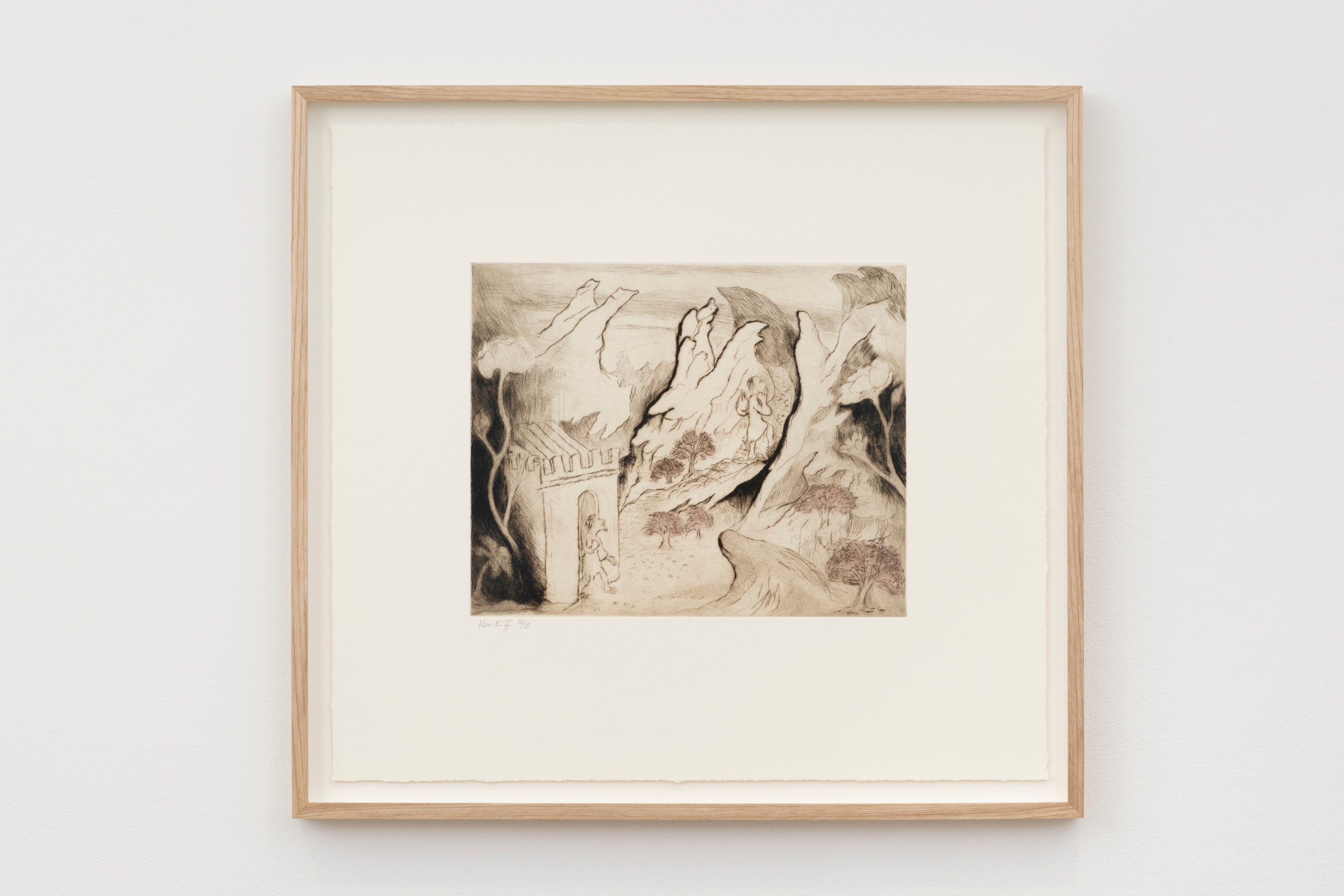 Ken Kiff, After Giovanni di Paolo, 1993, drypoint on paper, 54 x 58.2 x 4 cm, photography by Damian Griffiths. Courtesy the artist and Hales London and New York © The Estate of Ken Kiff. All rights reserved, DACS 2025.