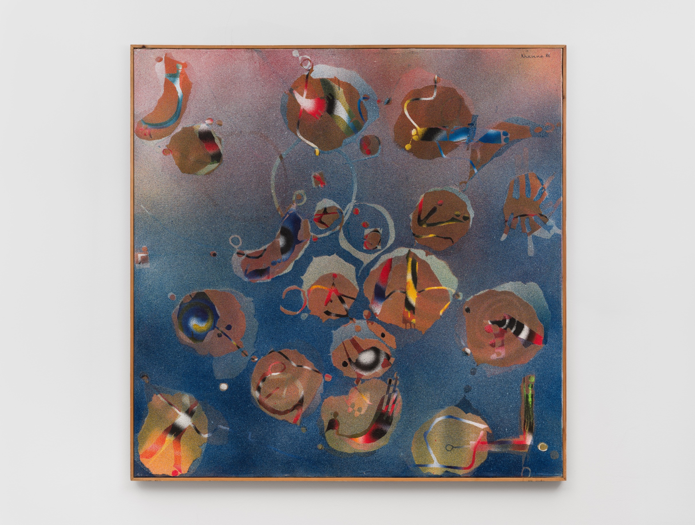 Balraj Khanna, Pond on Hampstead Heath, 1986, acrylic and sand on canvas, 121 x 121 cm, Courtesy of the Estate of Balraj Khanna and Jhaveri Contemporary.