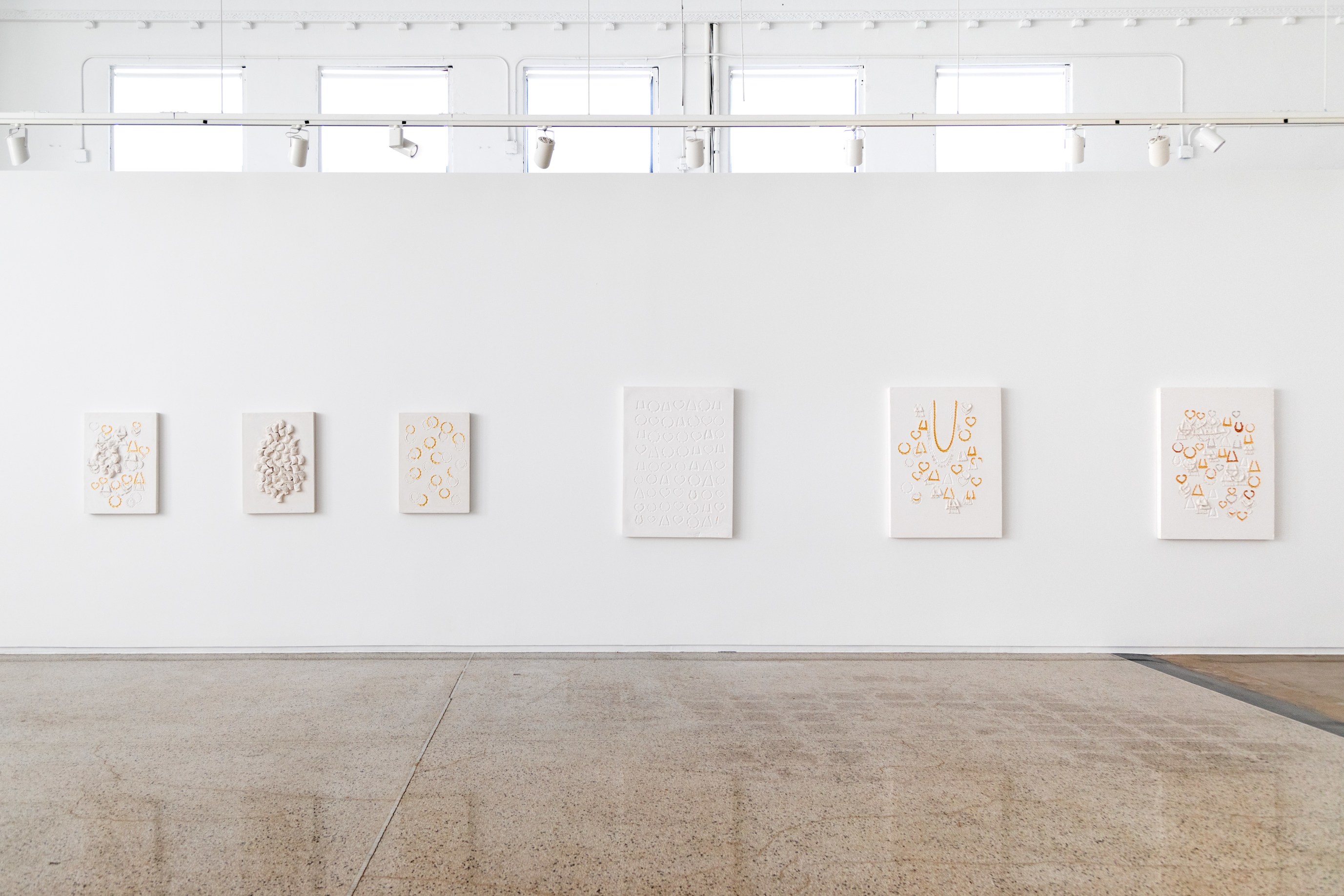 Installation view of LaKela Brown: IMPRESSED, Reyes | Finn, Detroit, 2021. Photography by Clare Gatto, courtesy of the artist and Reyes | Finn, Detroit